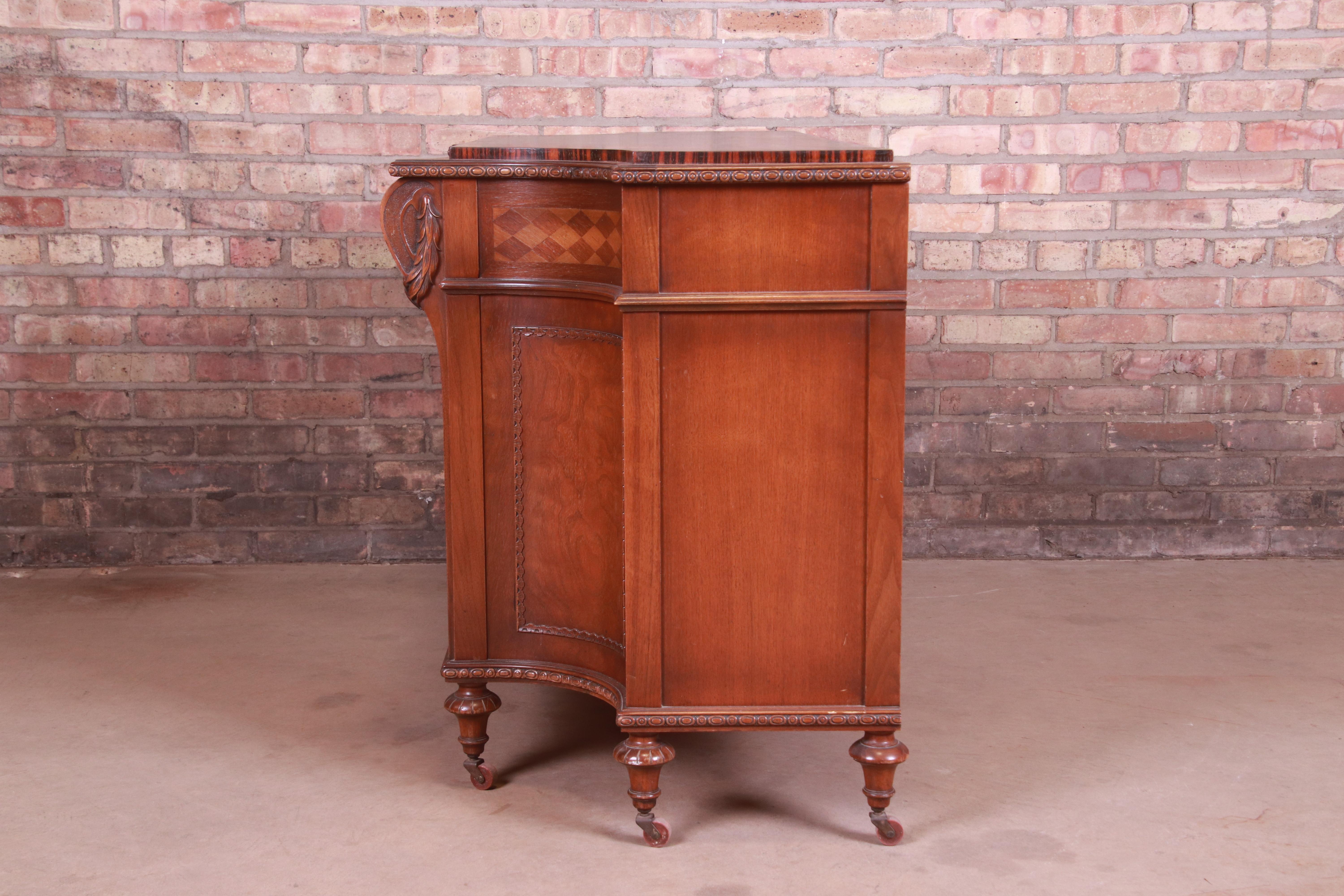 Early Herman Miller Burled Walnut Inlaid Commode or Chest of Drawers, 1920s 7