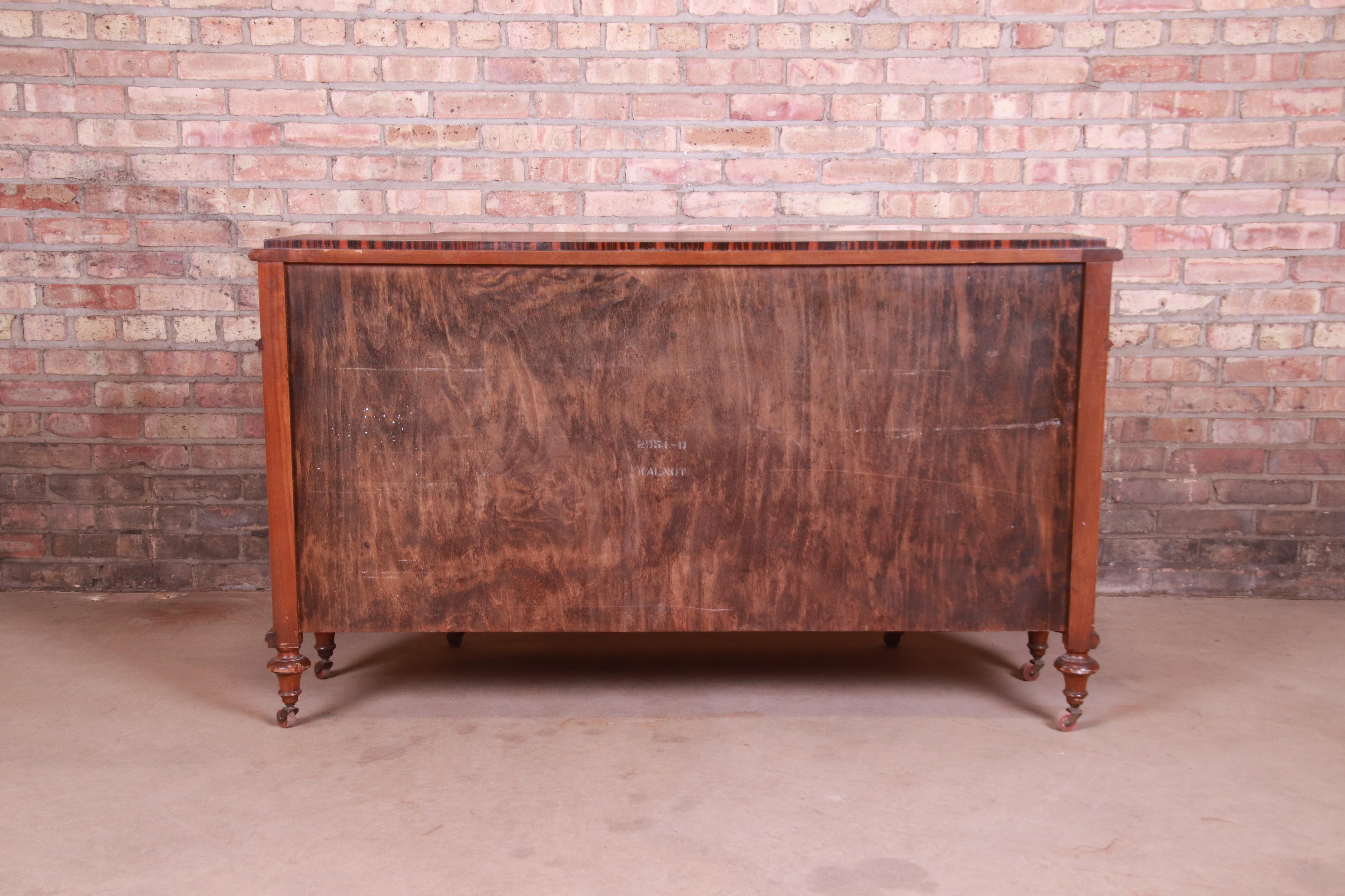 Early Herman Miller Burled Walnut Inlaid Commode or Chest of Drawers, 1920s 8