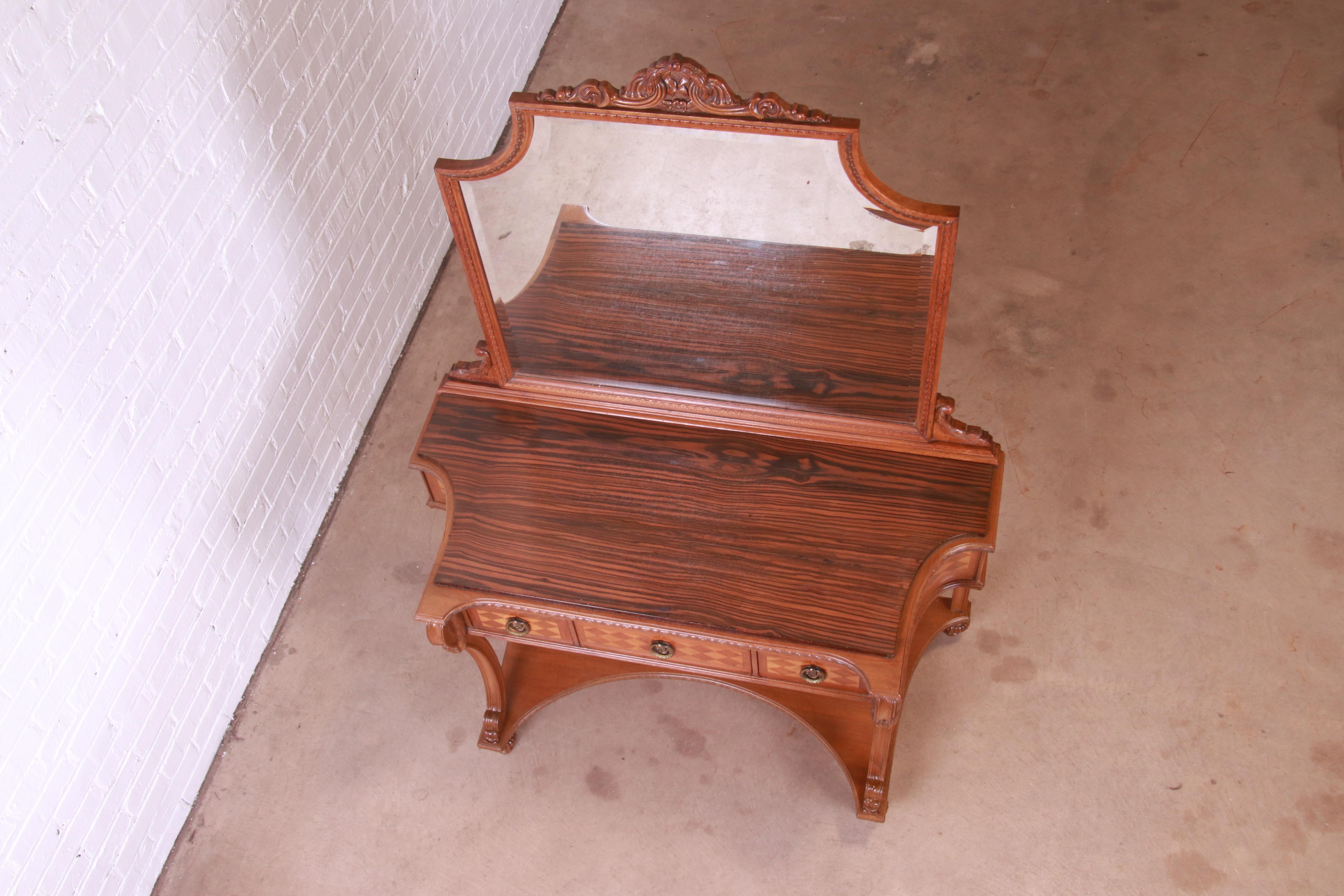 Early Herman Miller French Louis XVI Carved Walnut Vanity with Mirror, 1920s 6