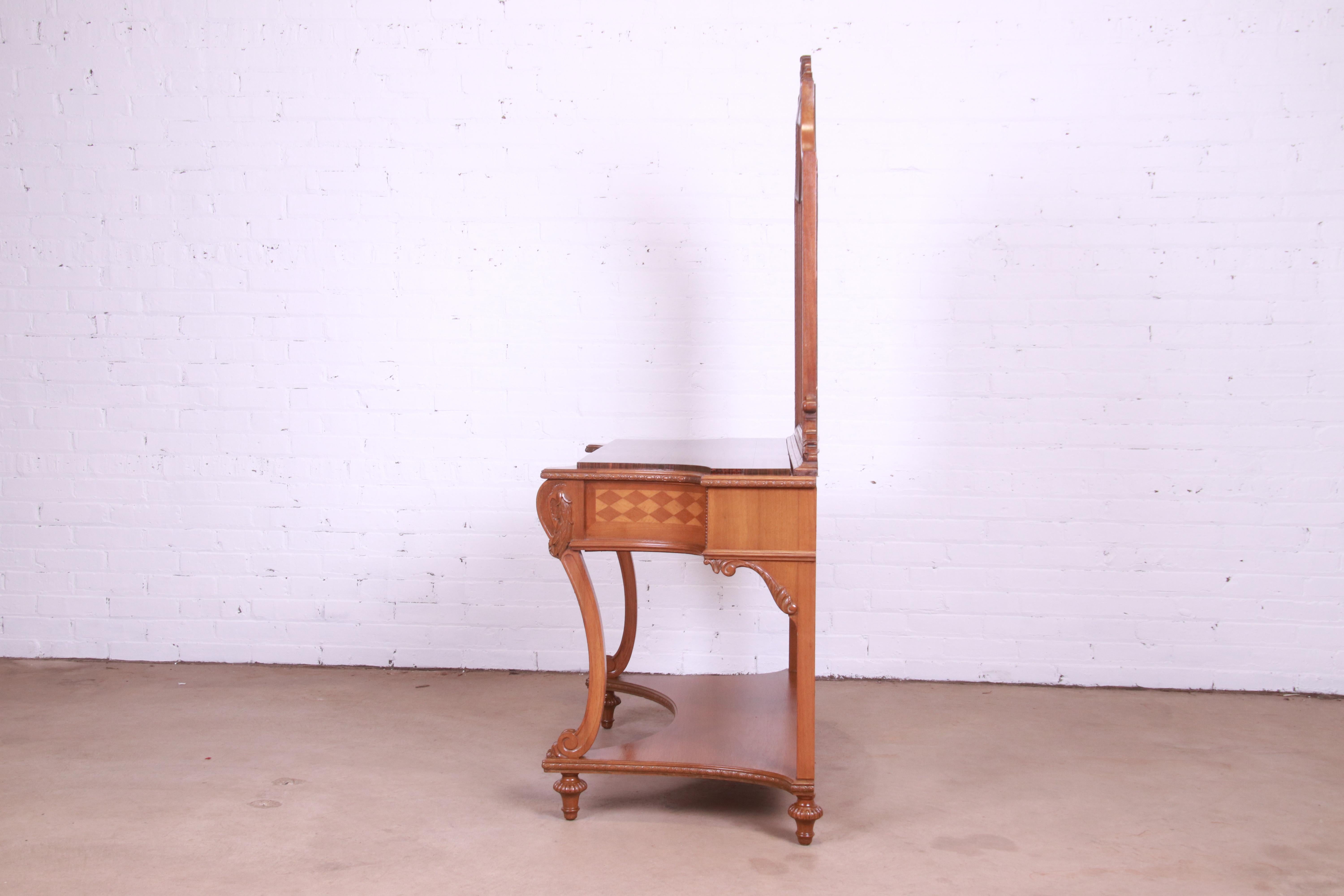 Early Herman Miller French Louis XVI Carved Walnut Vanity with Mirror, 1920s 8