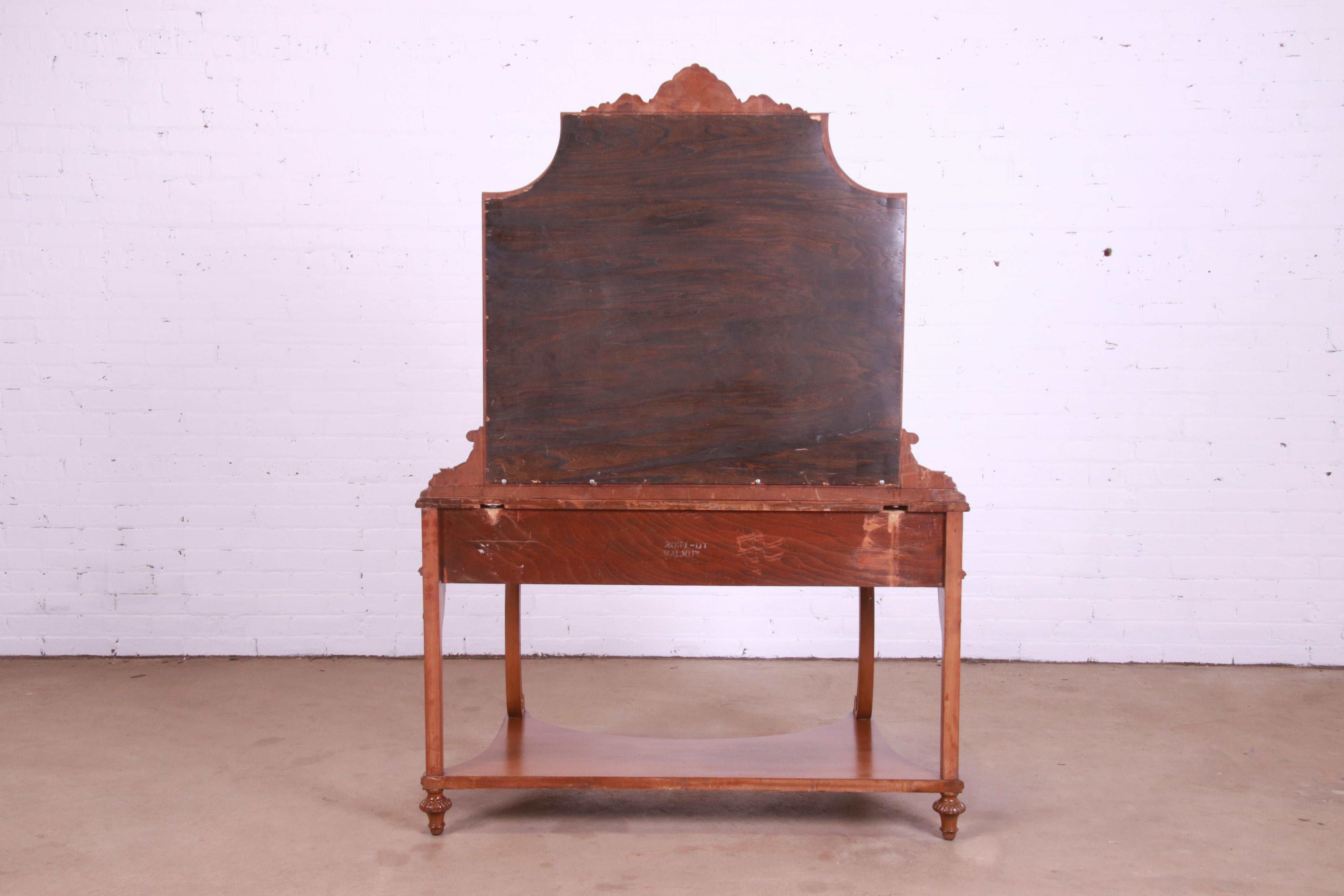 Early Herman Miller French Louis XVI Carved Walnut Vanity with Mirror, 1920s 10