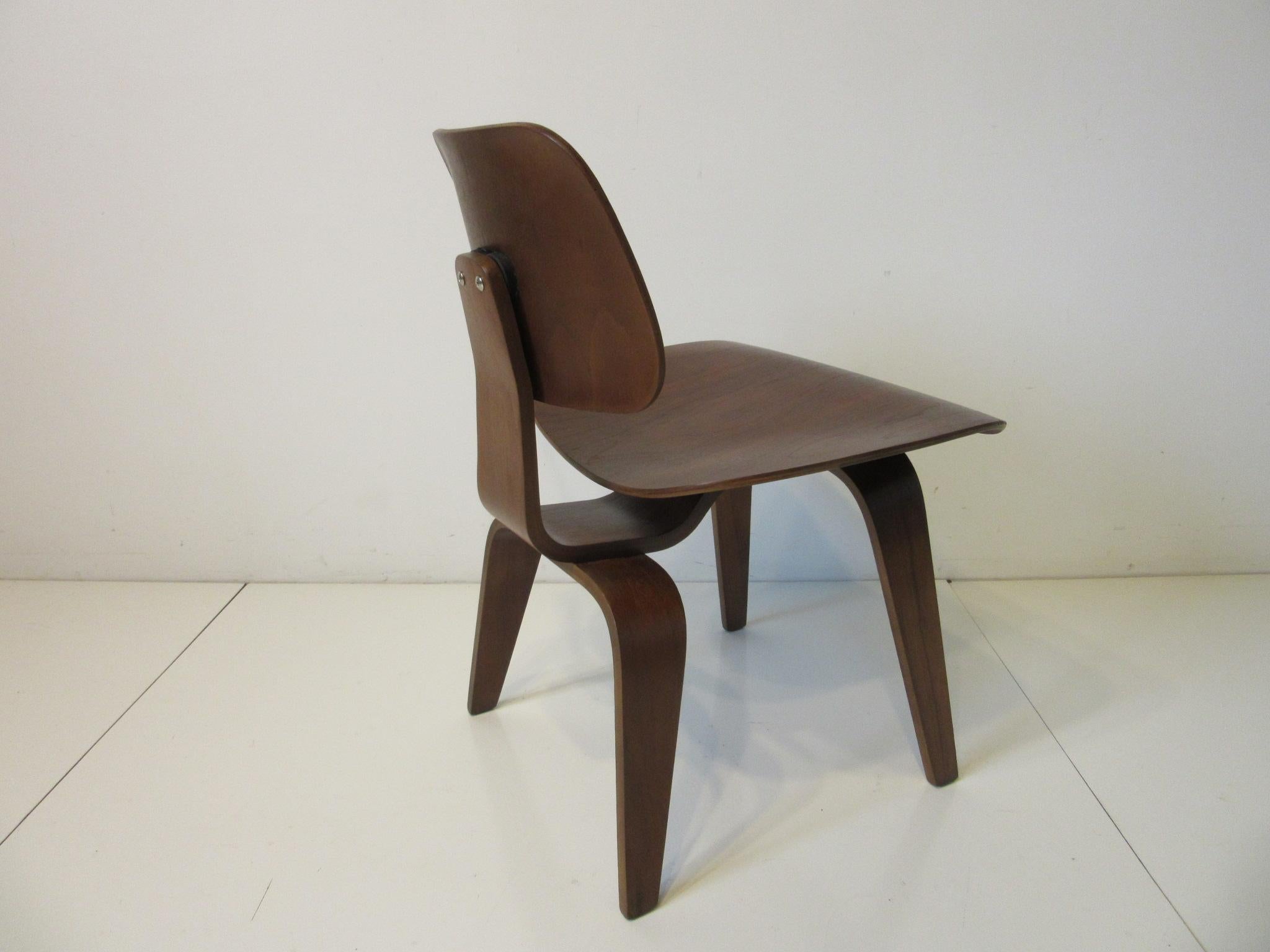 20th Century Early Herman Miller Sculptural Walnut DCW by Eames 'C'