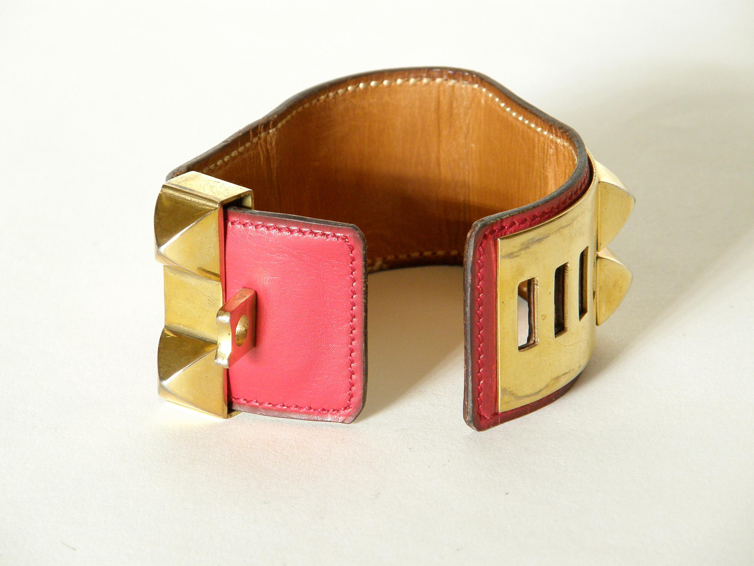 hermes red leather bracelet