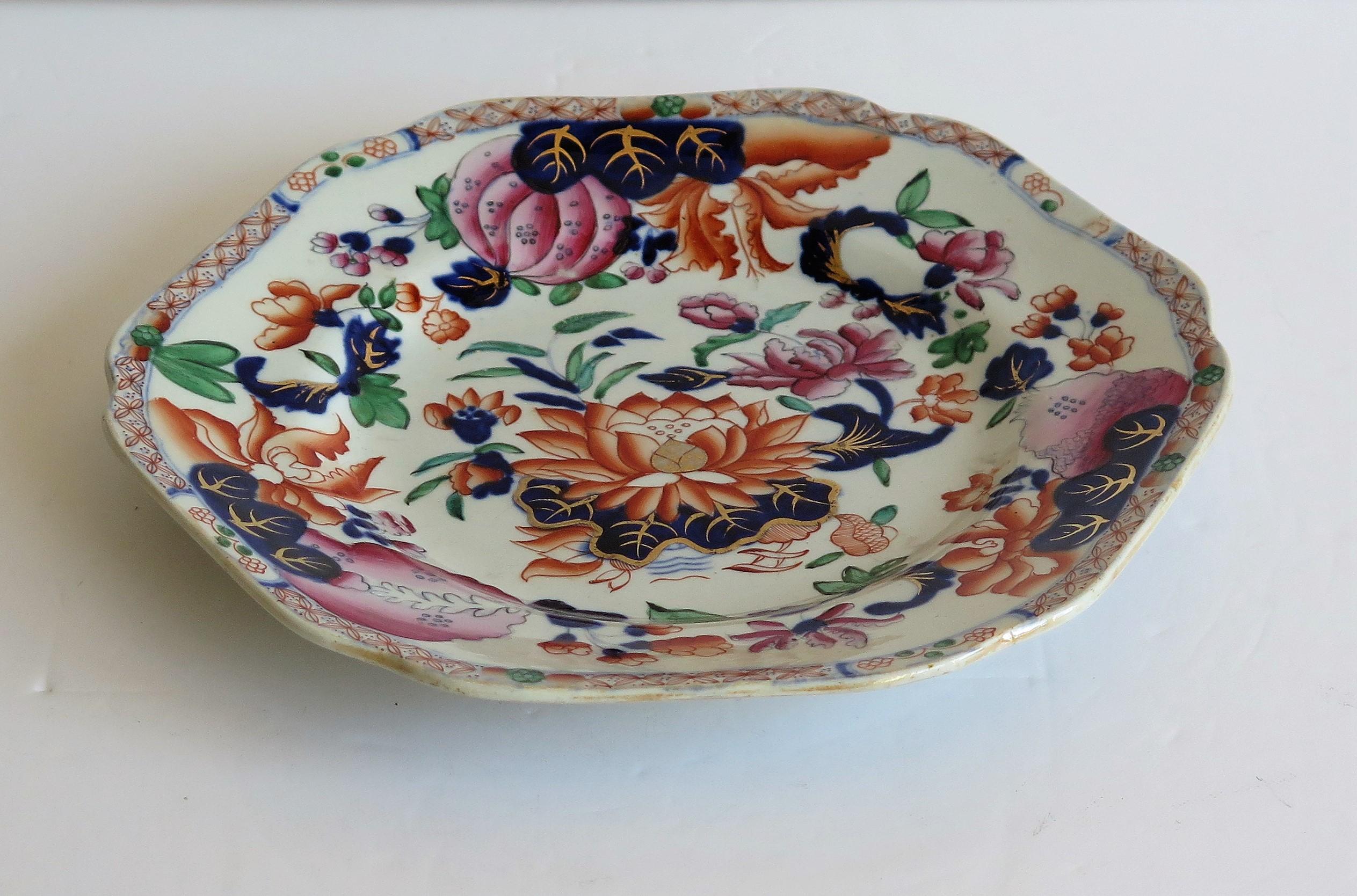 Hand-Painted Early Hicks and Meigh Ironstone Plate or Dish in Water Lily Ptn No.5, circa 1815