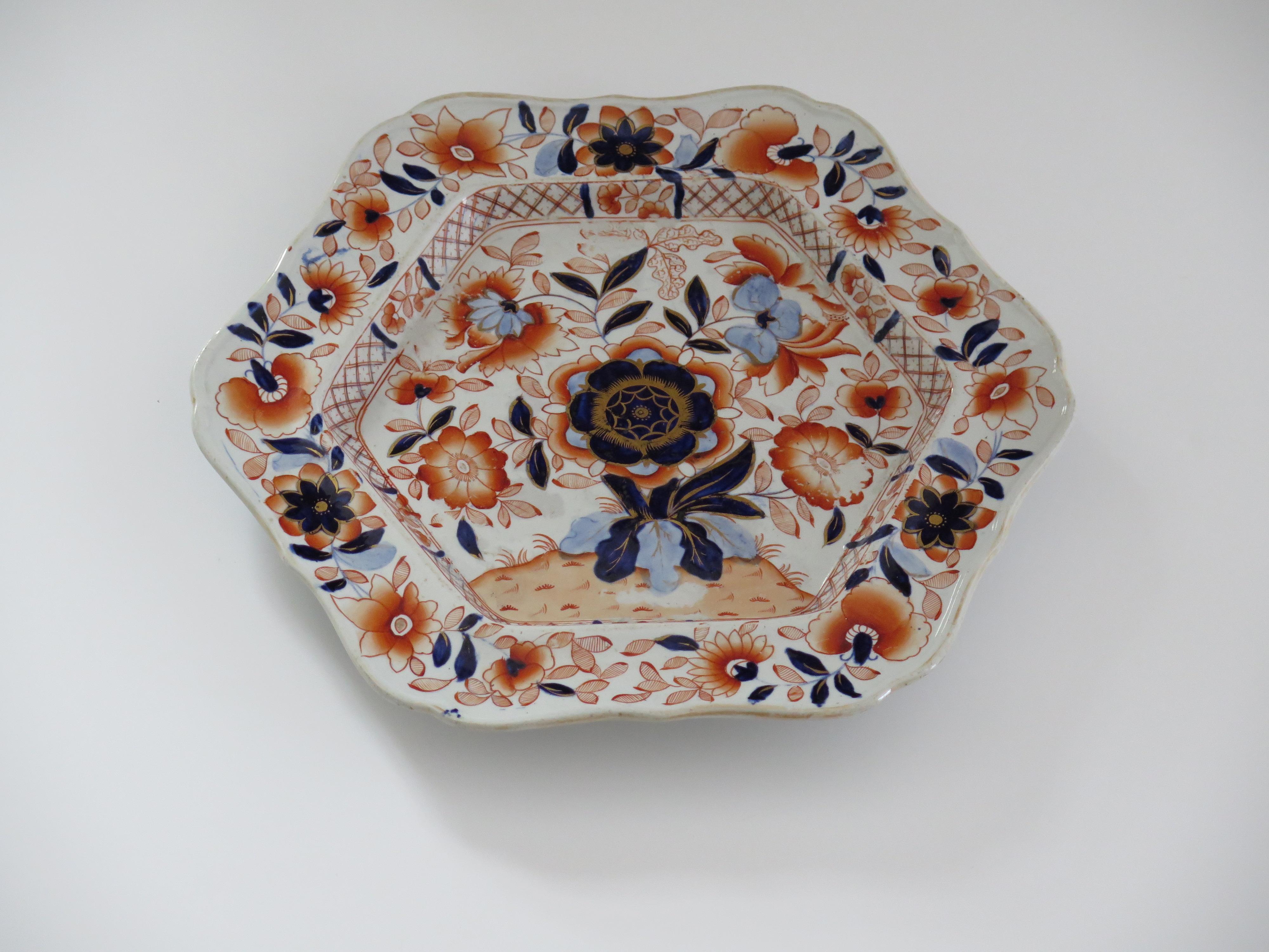 Chinoiserie Early Hicks and Meigh Ironstone Platter in Japan Pattern No.13, Circa 1817