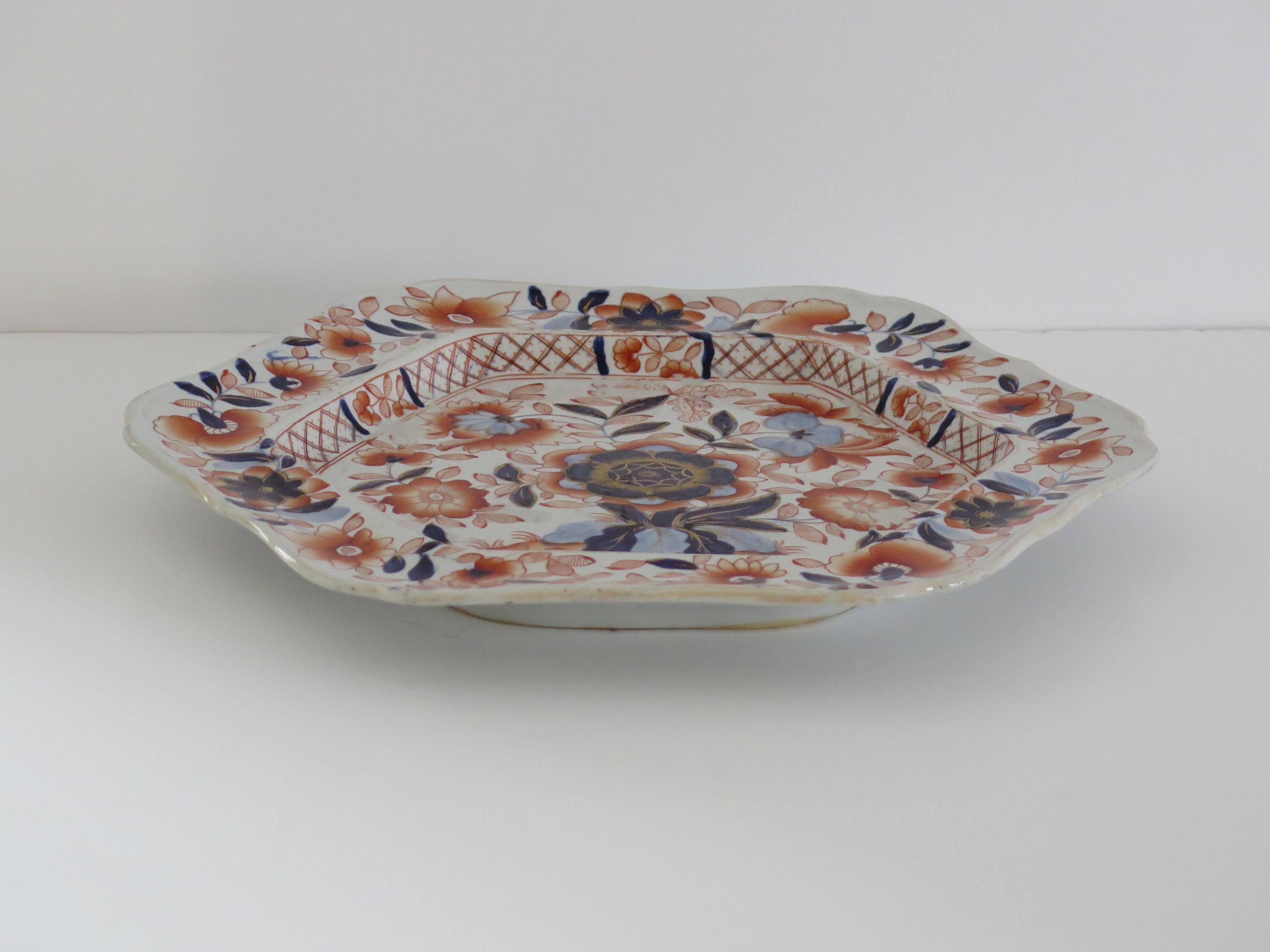 English Early Hicks and Meigh Ironstone Platter in Japan Pattern No.13, Circa 1817
