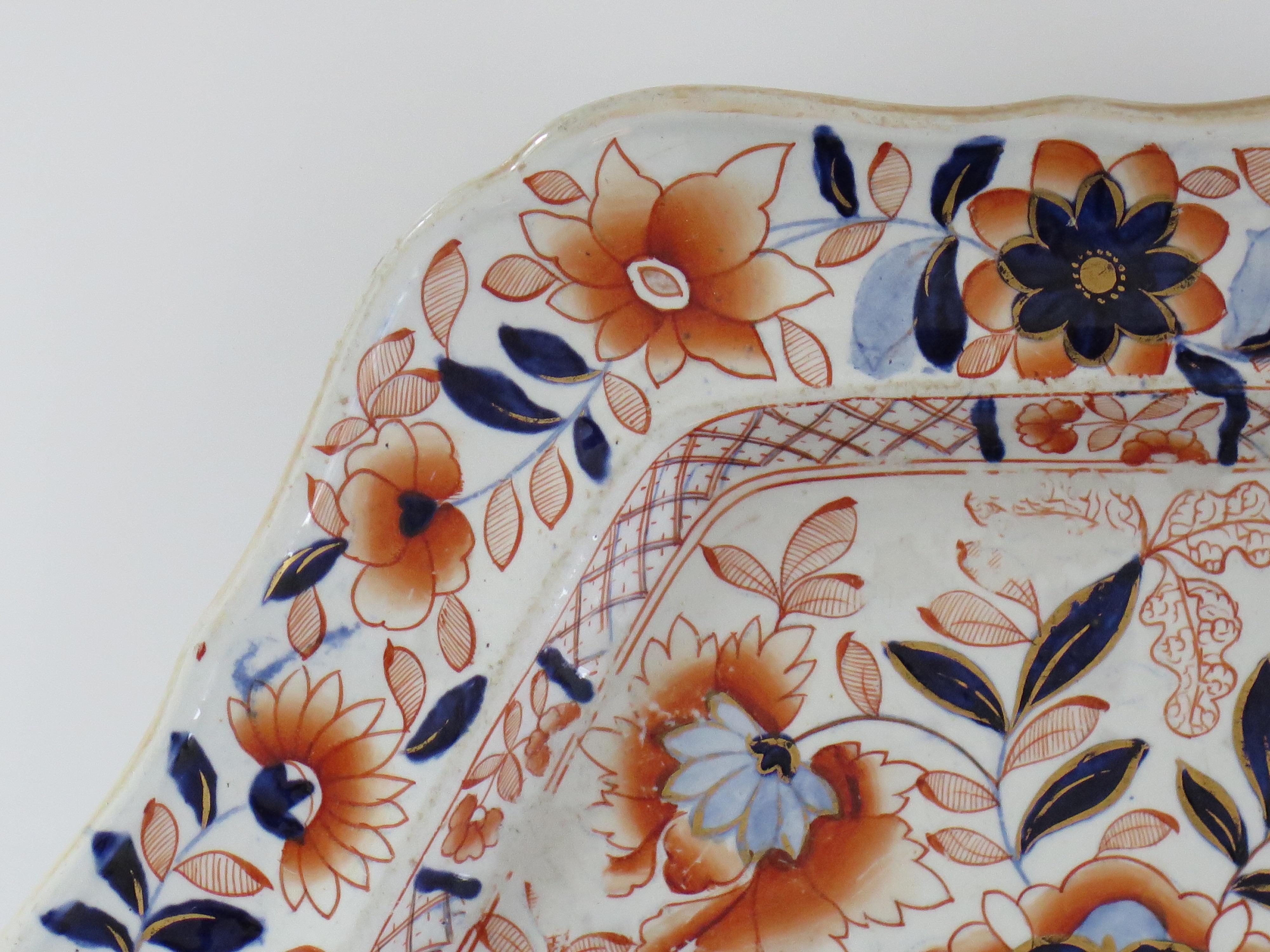 Hand-Painted Early Hicks and Meigh Ironstone Platter in Japan Pattern No.13, Circa 1817