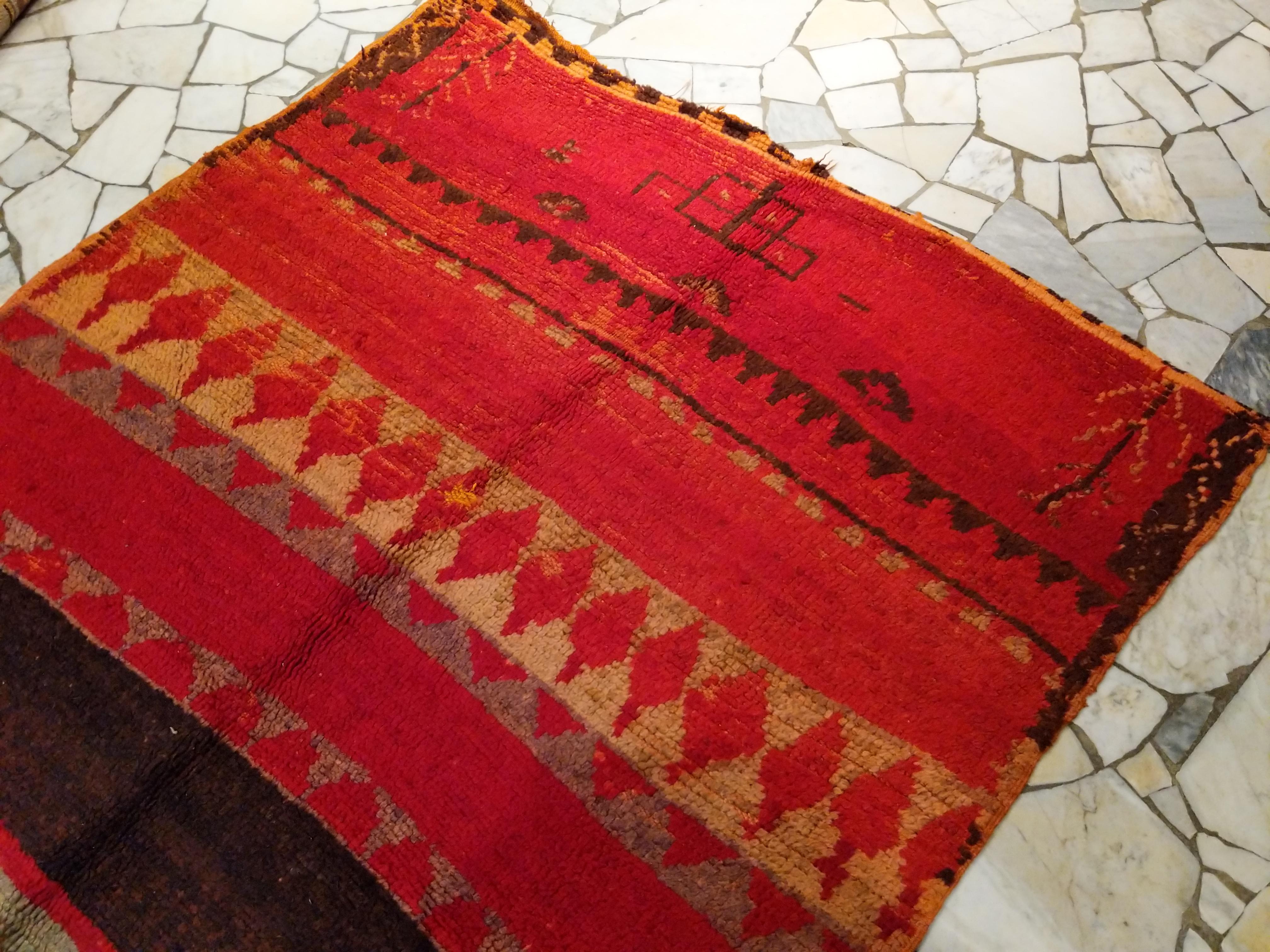Tribal Early High Atlas Moroccan Berber Rug For Sale