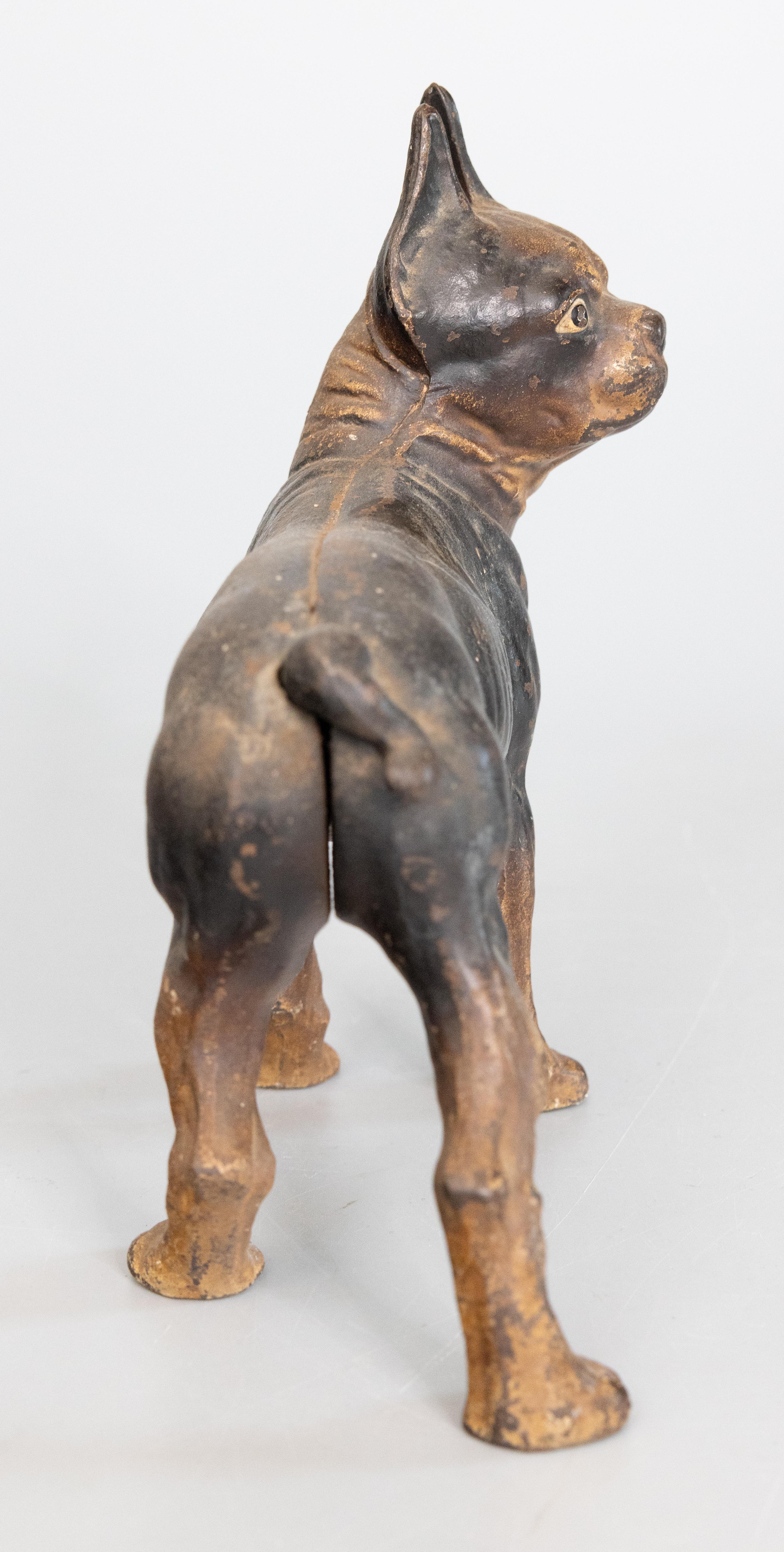 Tope de puerta de hierro fundido con forma de perro Boston Terrier Estadounidense