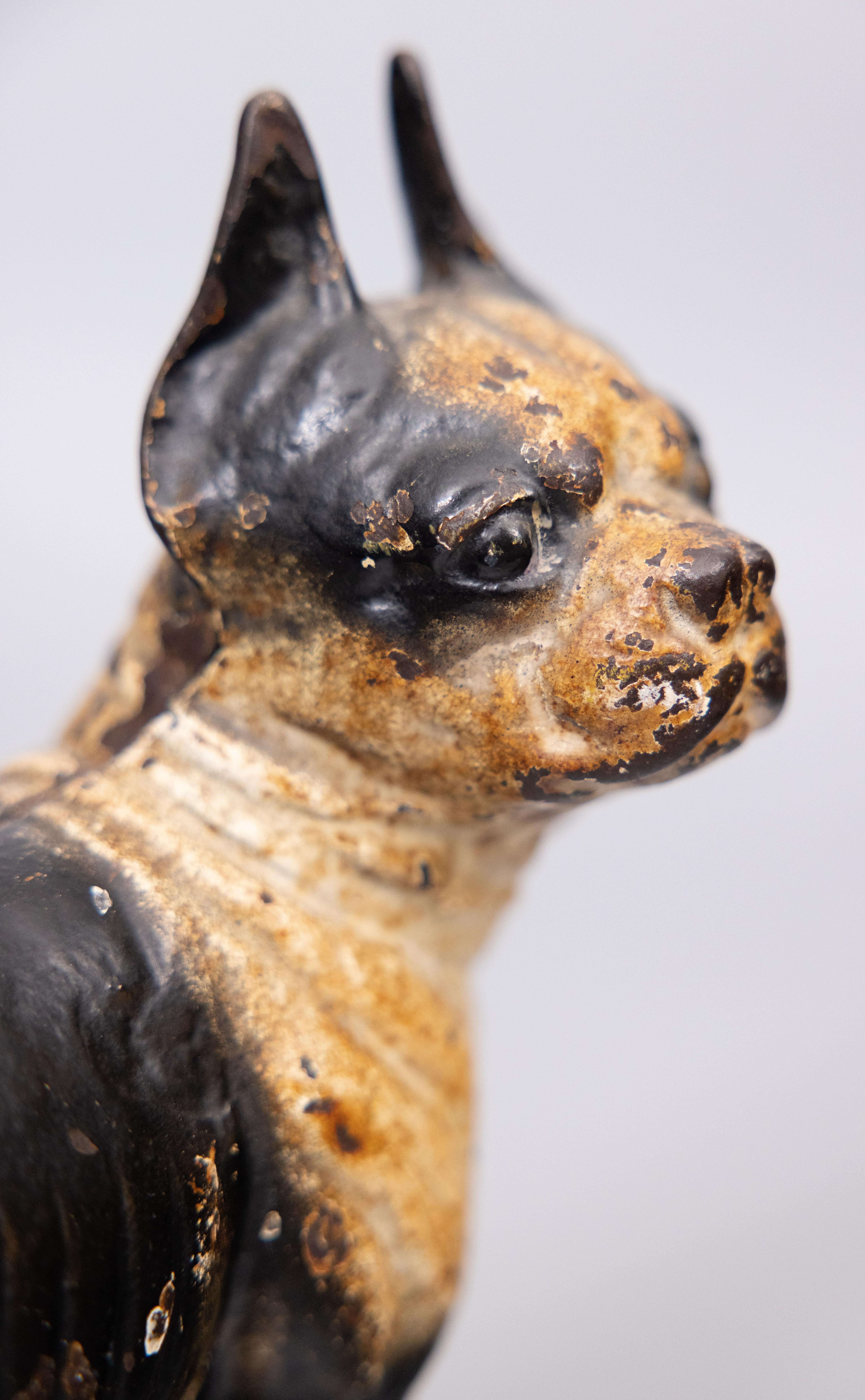 North American Early Hubley Cast Iron Boston Terrier Dog Doorstop