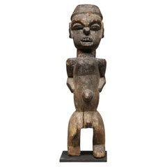 Early Ibibio Standing Wood Male Shrine Figure, powerful, Nigeria, Africa