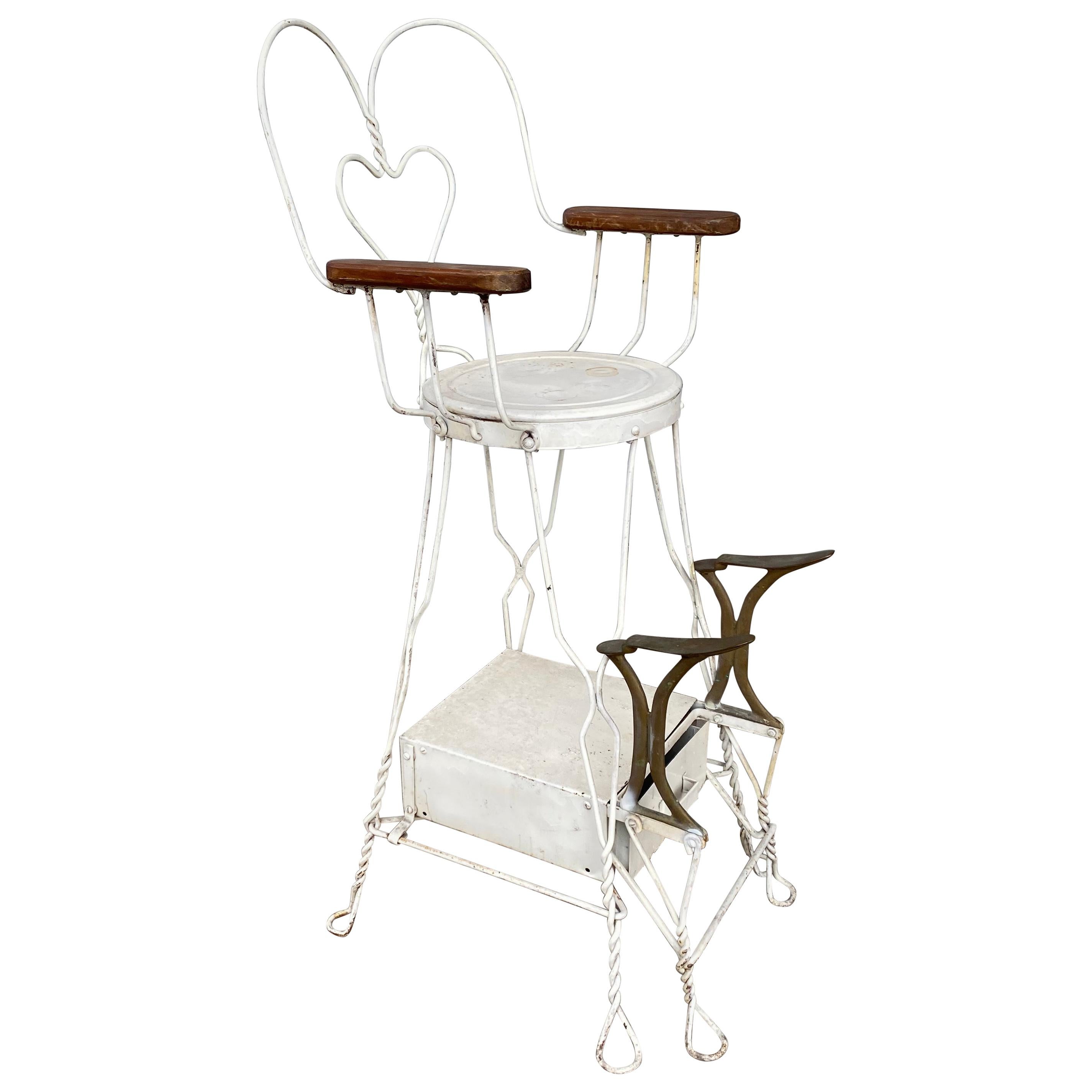 Early Ice Cream Parlour Style Wire Shoeshine Chair by Royal Products, Chicago