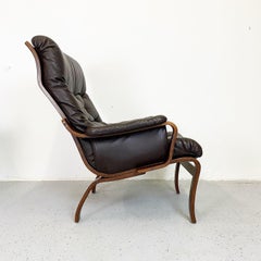 Early IKEA Bentwood and Leather Lounge Chairs by Noboru Nakamura