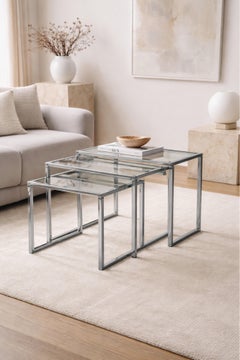 Early IKEA of Sweden Nesting Tables — Chrome and Glass — Scandinavian Modern