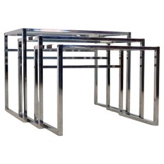 Early IKEA of Sweden Nesting Tables — Chrome and Glass — Scandinavian Modern