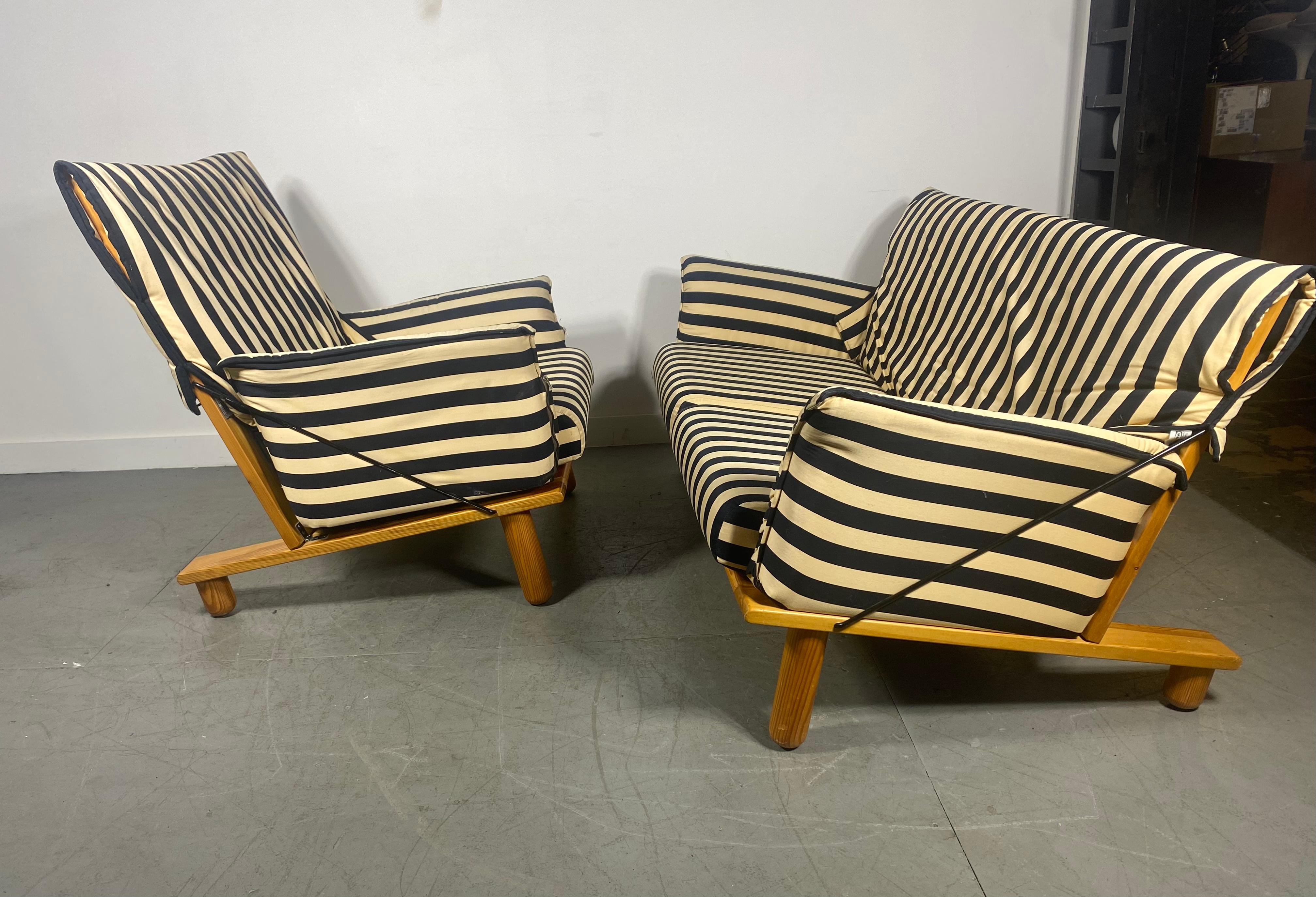 Early Ikea Settee and Chair Designed by Tord Bjorklund, Sweden In Good Condition For Sale In Buffalo, NY