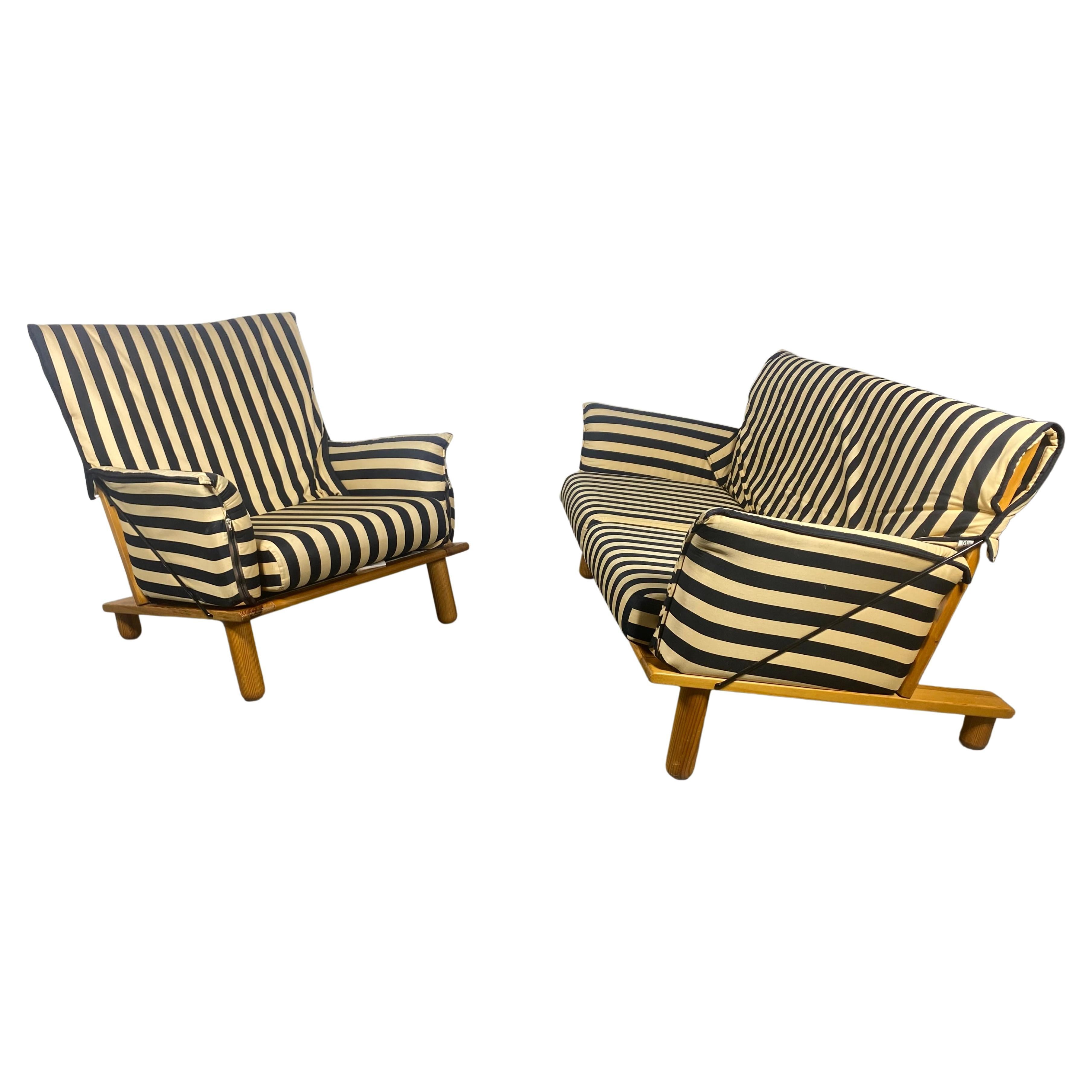 Frühes Ikea-Sessel und Stuhl entworfen von Tord Bjorklund, Schweden