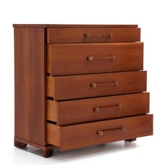 Early Impressive John Widdicomb Cherry Brass Five Graduated Drawer Drawer Chest