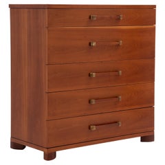 Frühe beeindruckende John Widdicomb Cherry Messing Fünf abgestufte Schublade Schublade Kommode