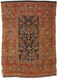 Early Indigo Blue Qarabagh Rug with Large Scale All-Over Herati Pattern