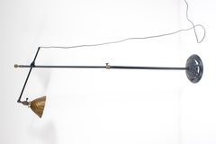 Early Articulating O. C. White Iron Arm & Brass Floor Lamp + Mercury Glass Shade