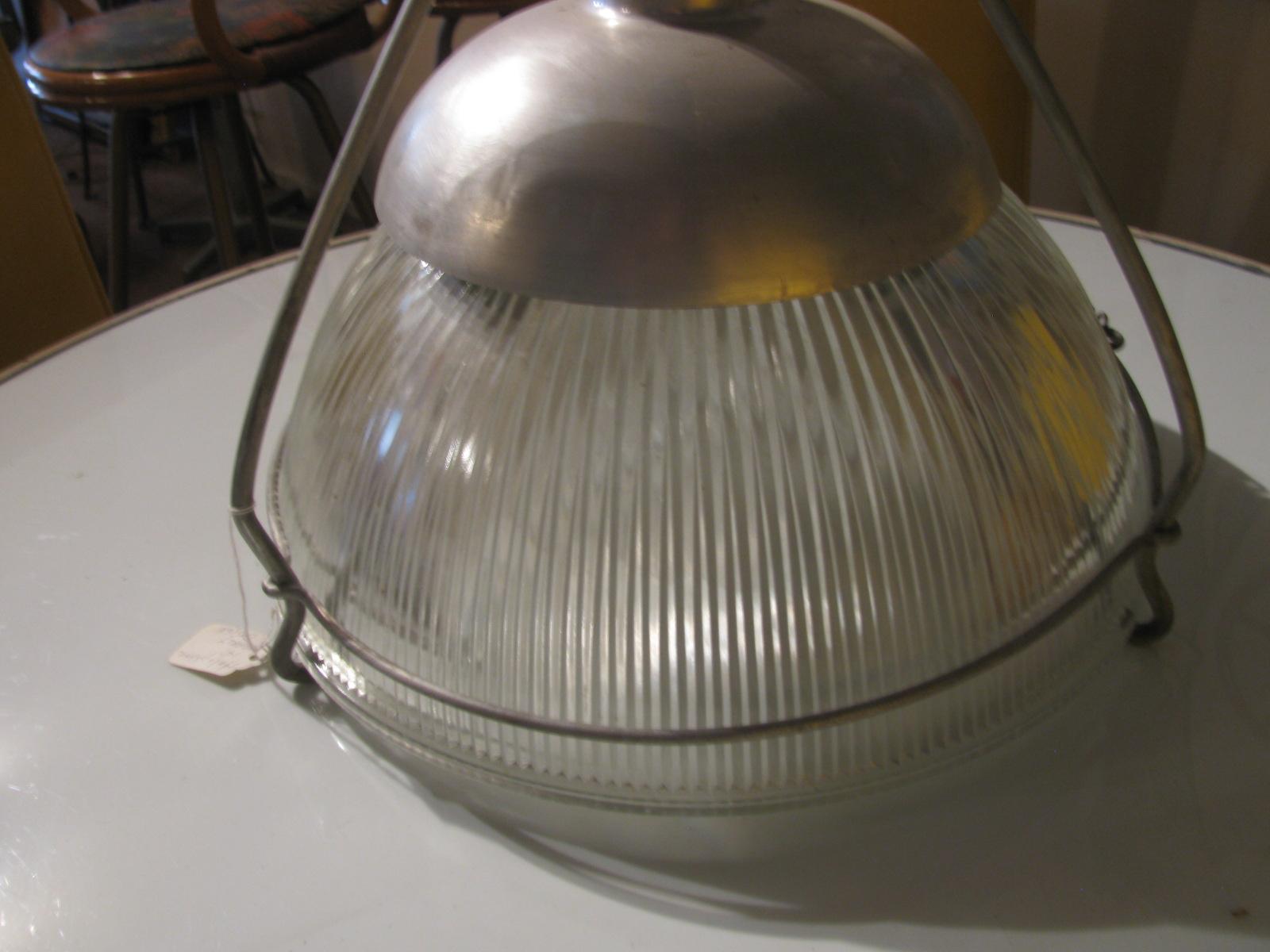 Original Holophane industrial pendant lamp with new wiring. One of the earliest examples of this type of lighting that I have seen. In excellent condition, very strong and well constructed.