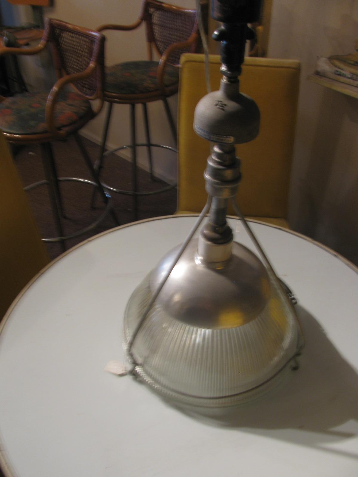 Glass Early Industrial Original Holophane Pendant Lamp