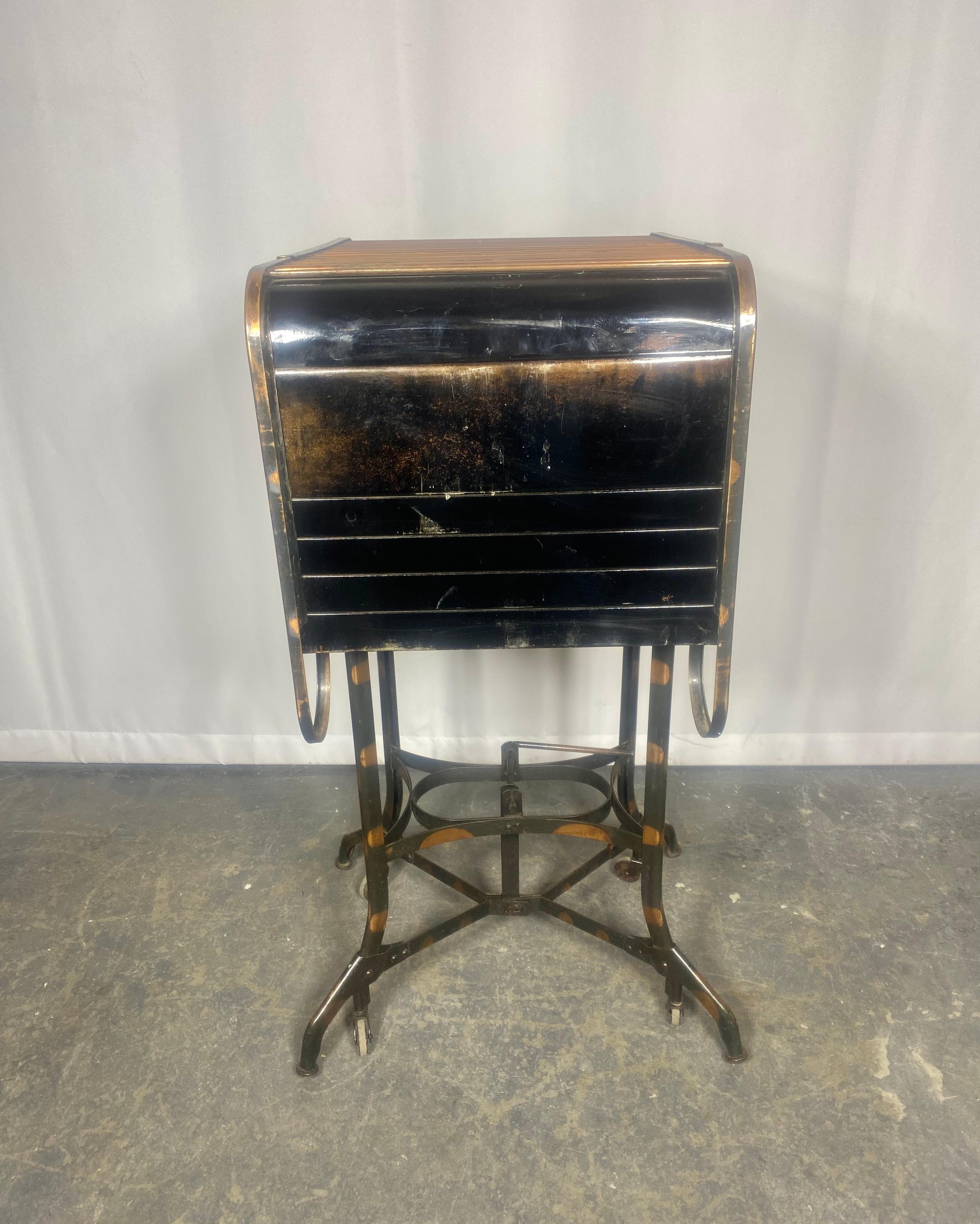 Early Industrial Rolling Desk / Bar by Toledo, Japanning, copper flash  3