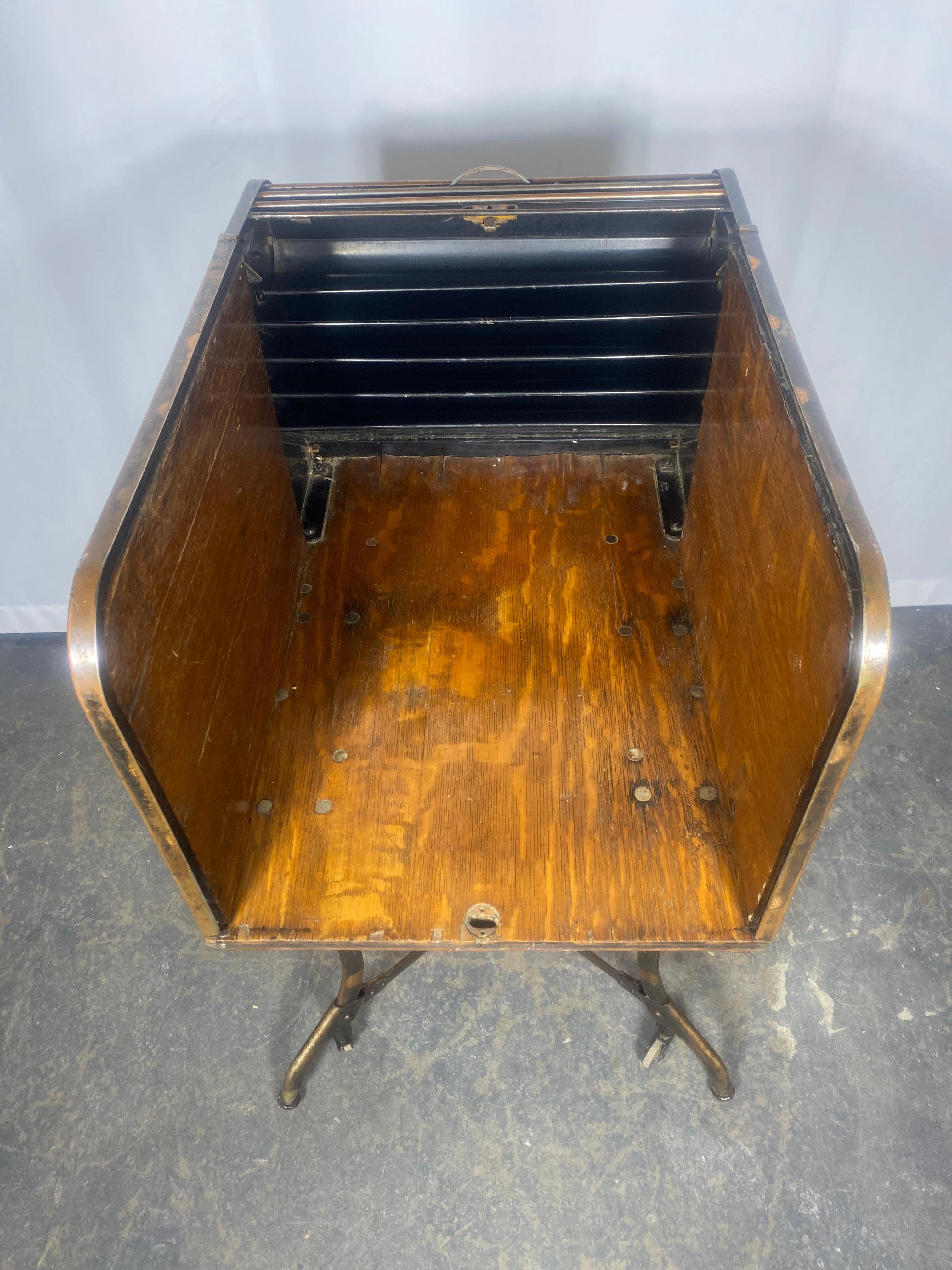 Early Industrial Rolling Desk / Bar by Toledo, Japanning, copper flash  2