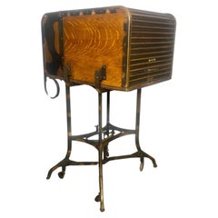 Early Industrial Rolling Desk / Bar by Toledo, Japanning, copper flash 