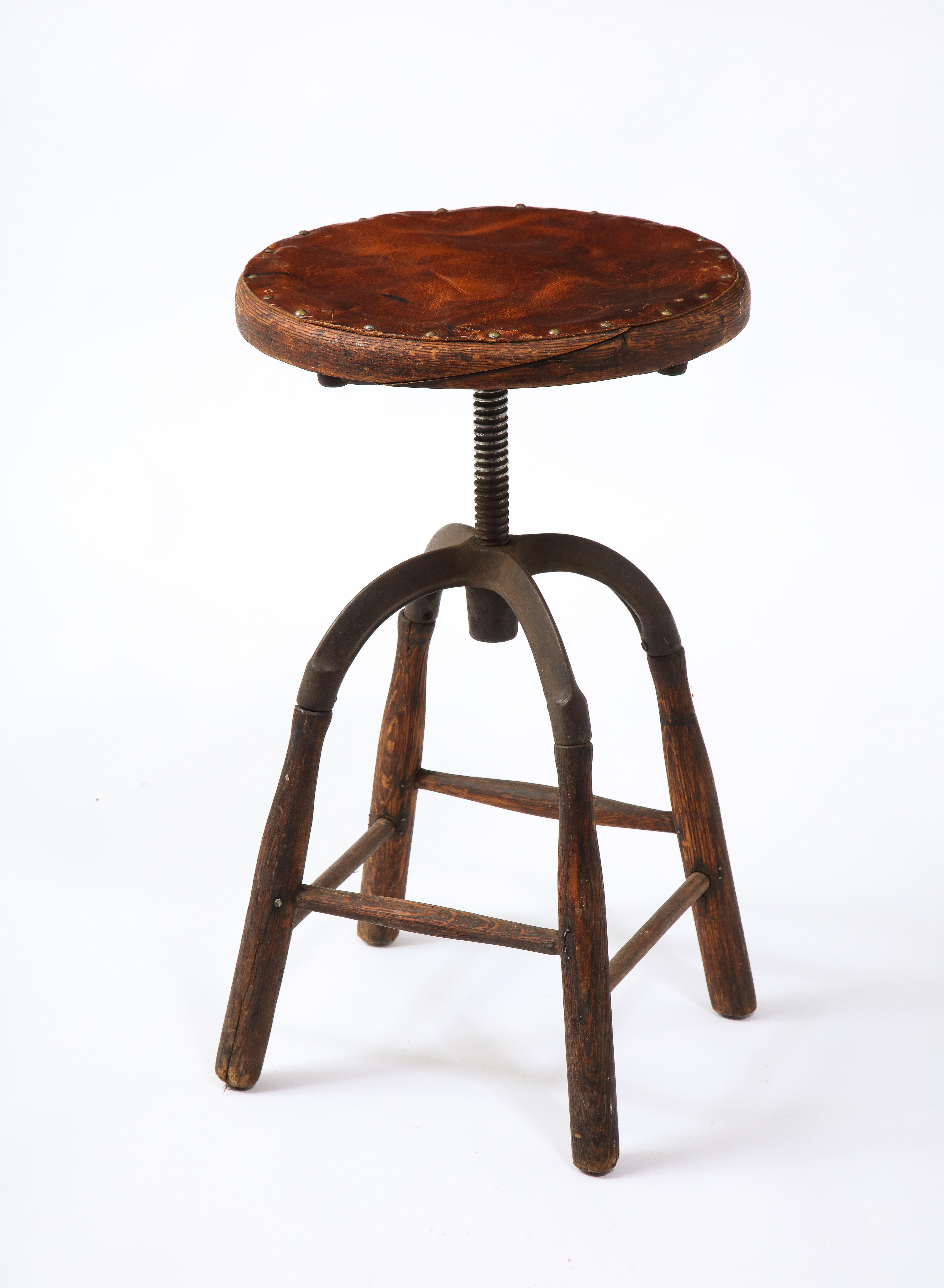 Early Industrial Work Stool, USA, 1940's For Sale 4