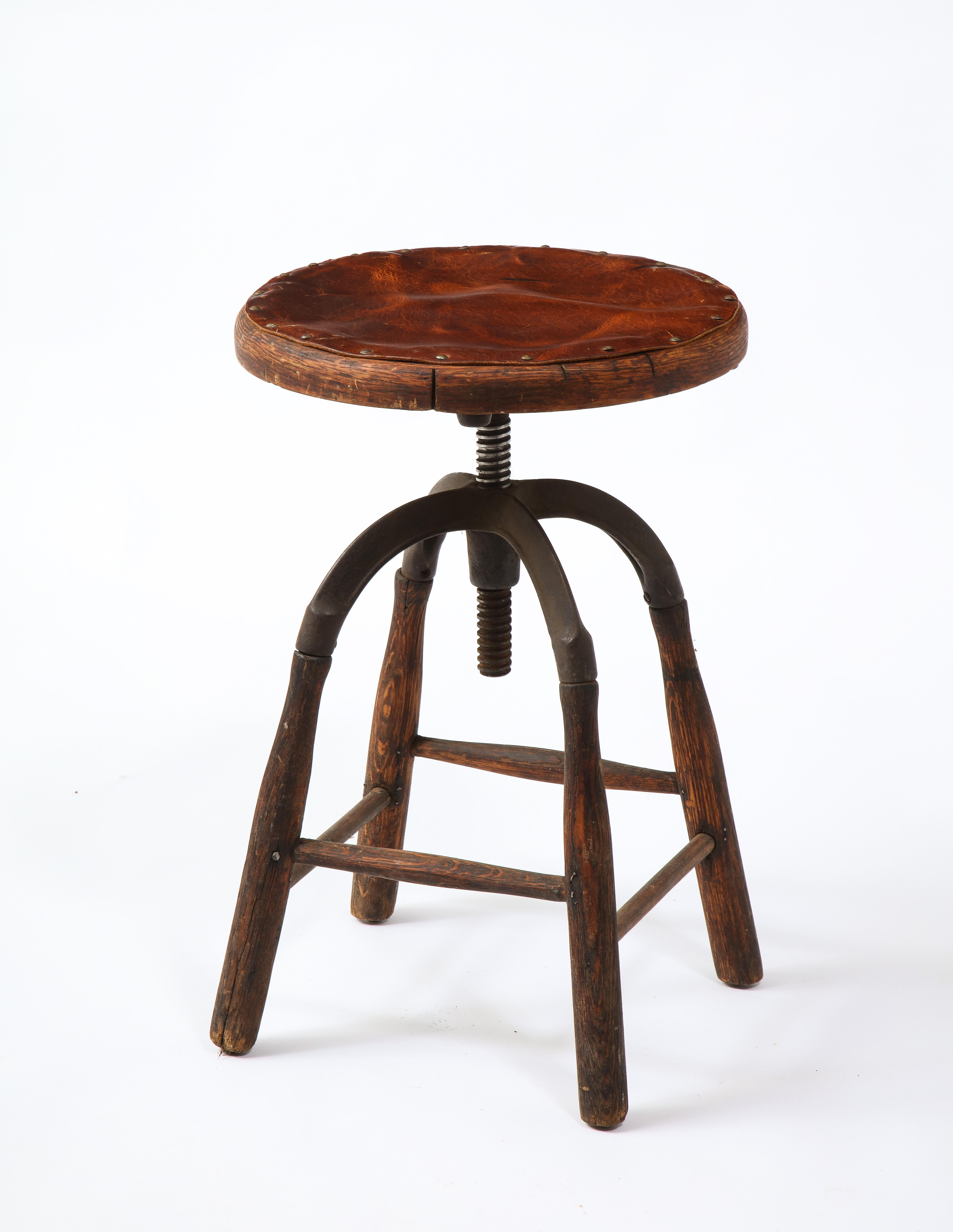 Early Industrial Work Stool, USA, 1940's For Sale 5