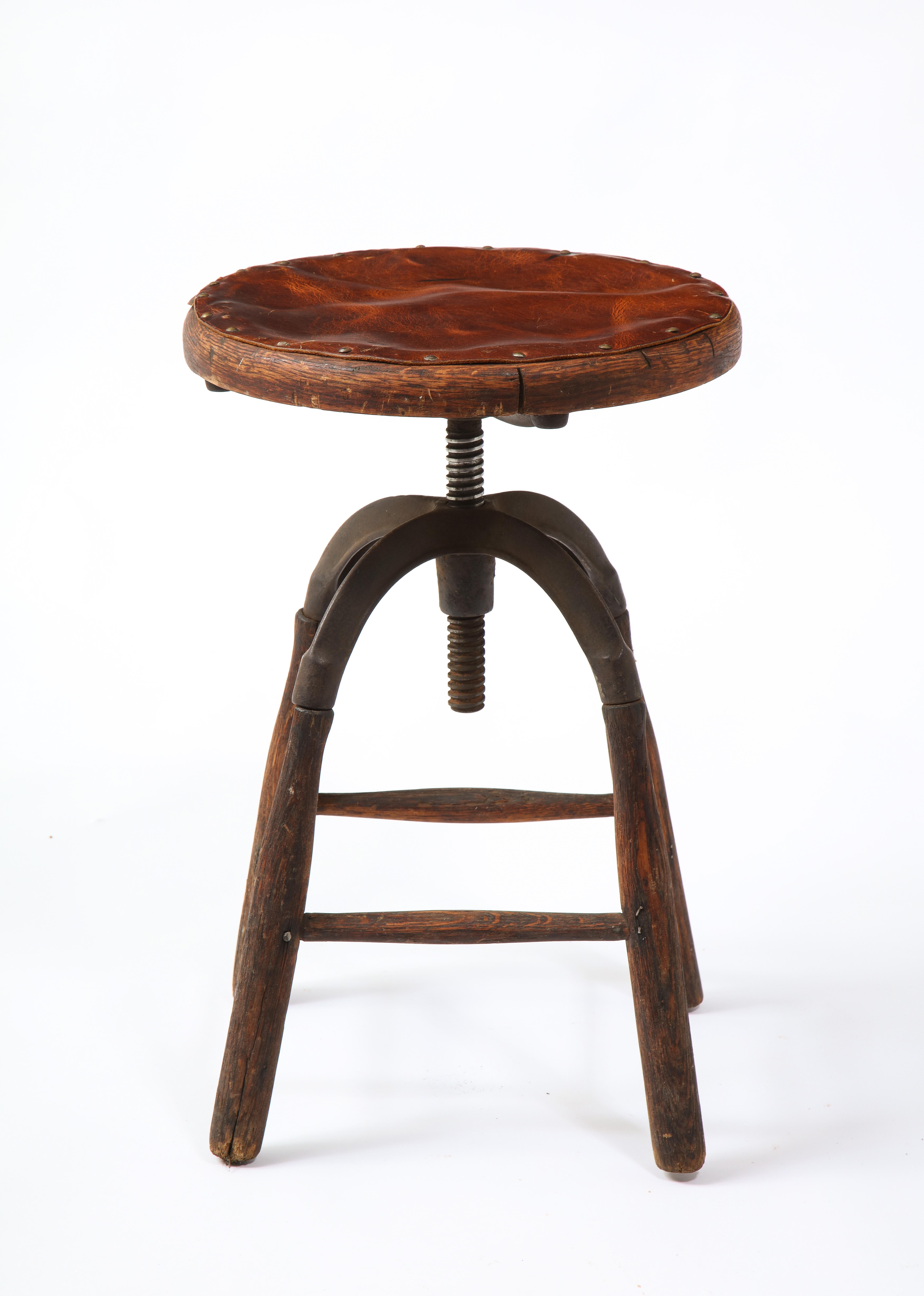 Early Industrial Work Stool, USA, 1940's For Sale 6