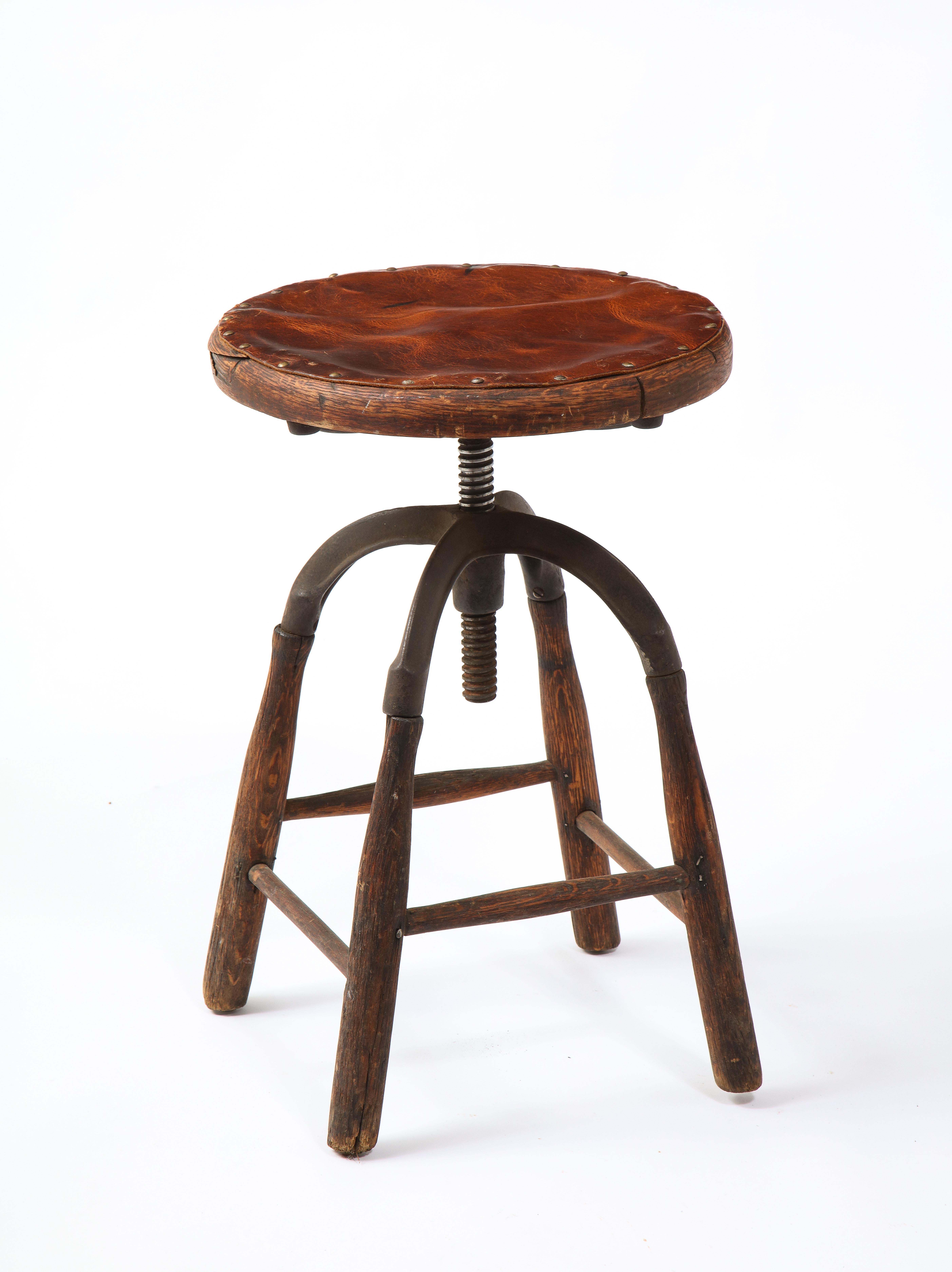 Early Industrial Work Stool, USA, 1940's For Sale 7