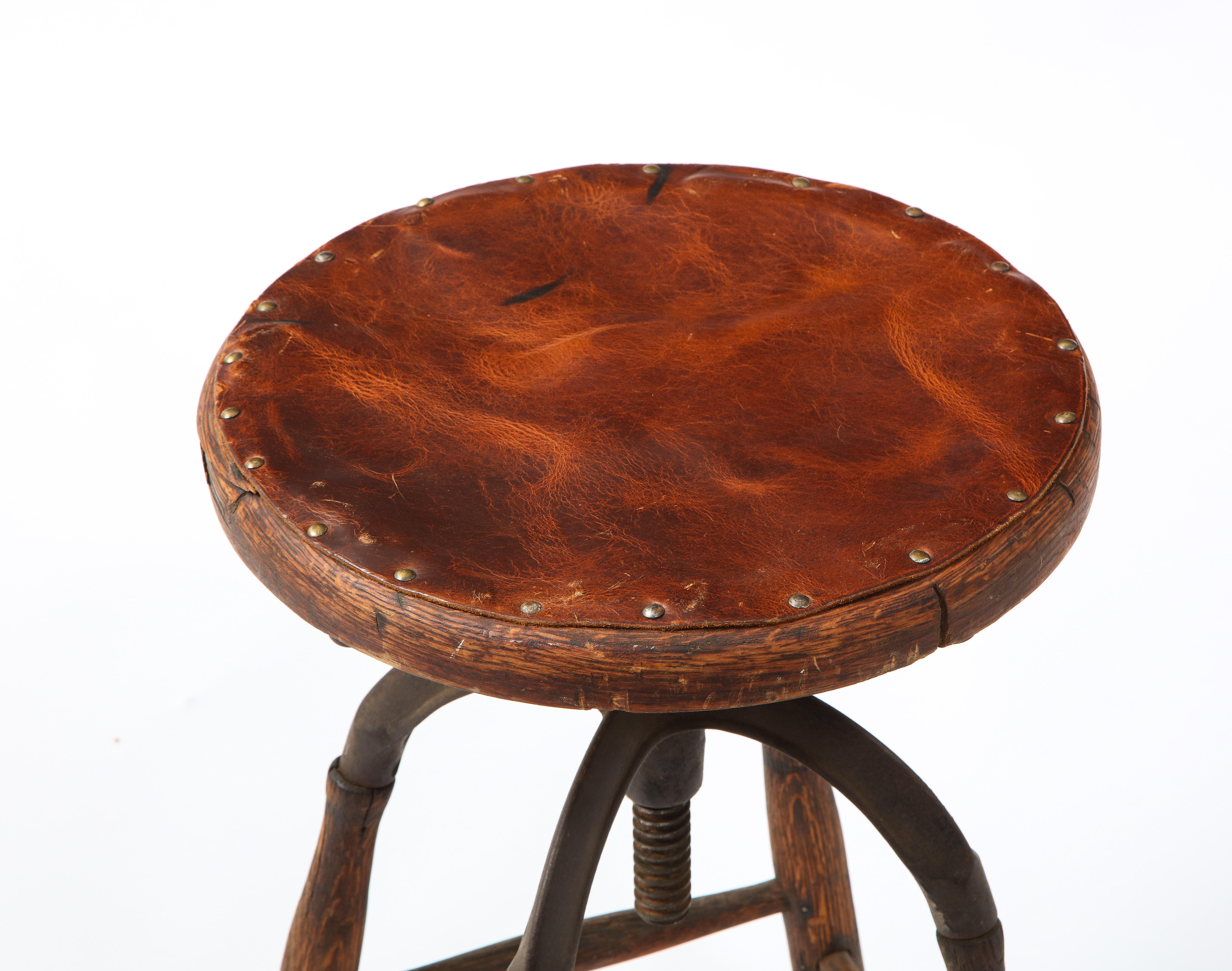 Early Industrial Work Stool, USA, 1940's For Sale 8