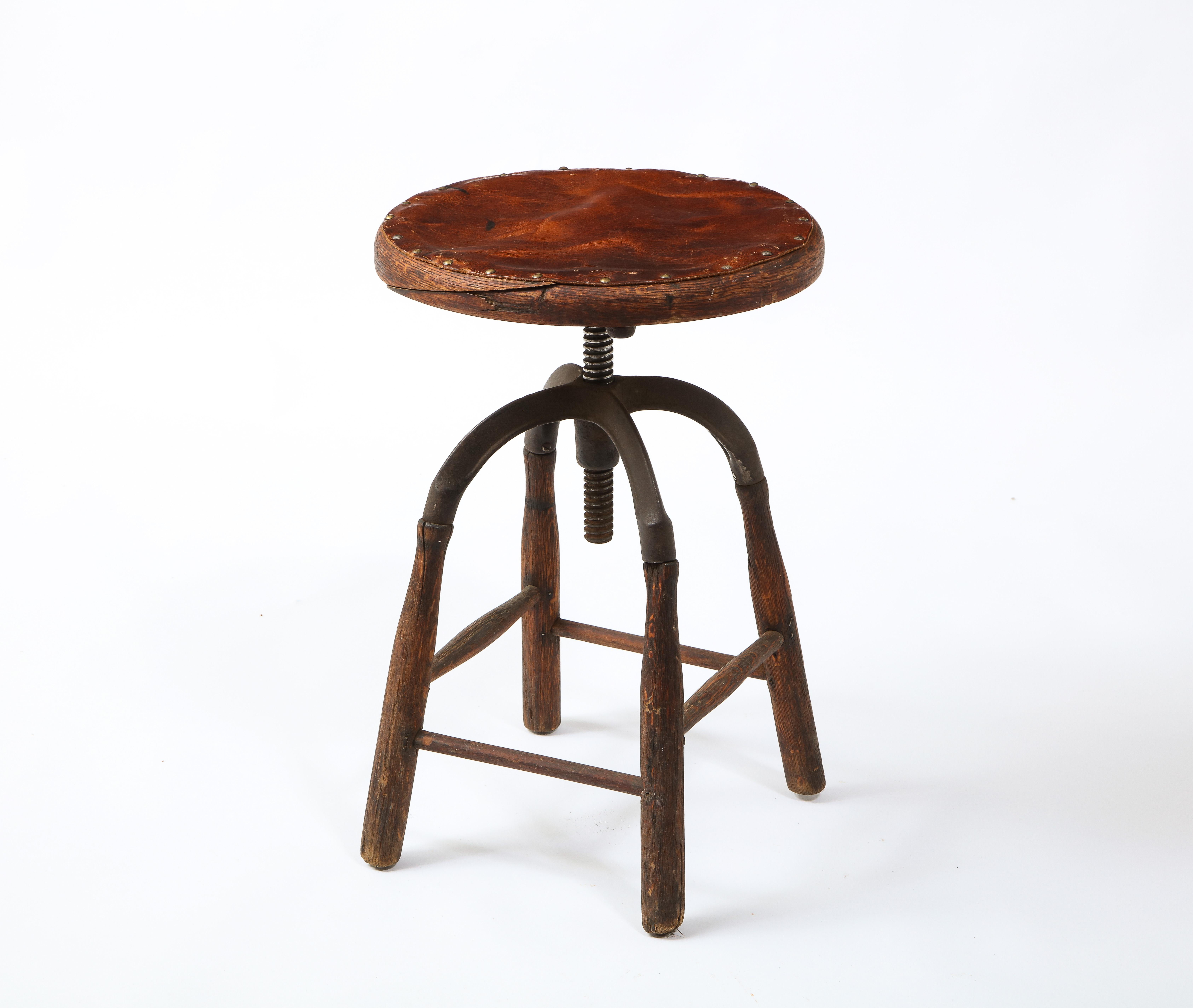 Early Industrial Work Stool, USA, 1940's For Sale 10