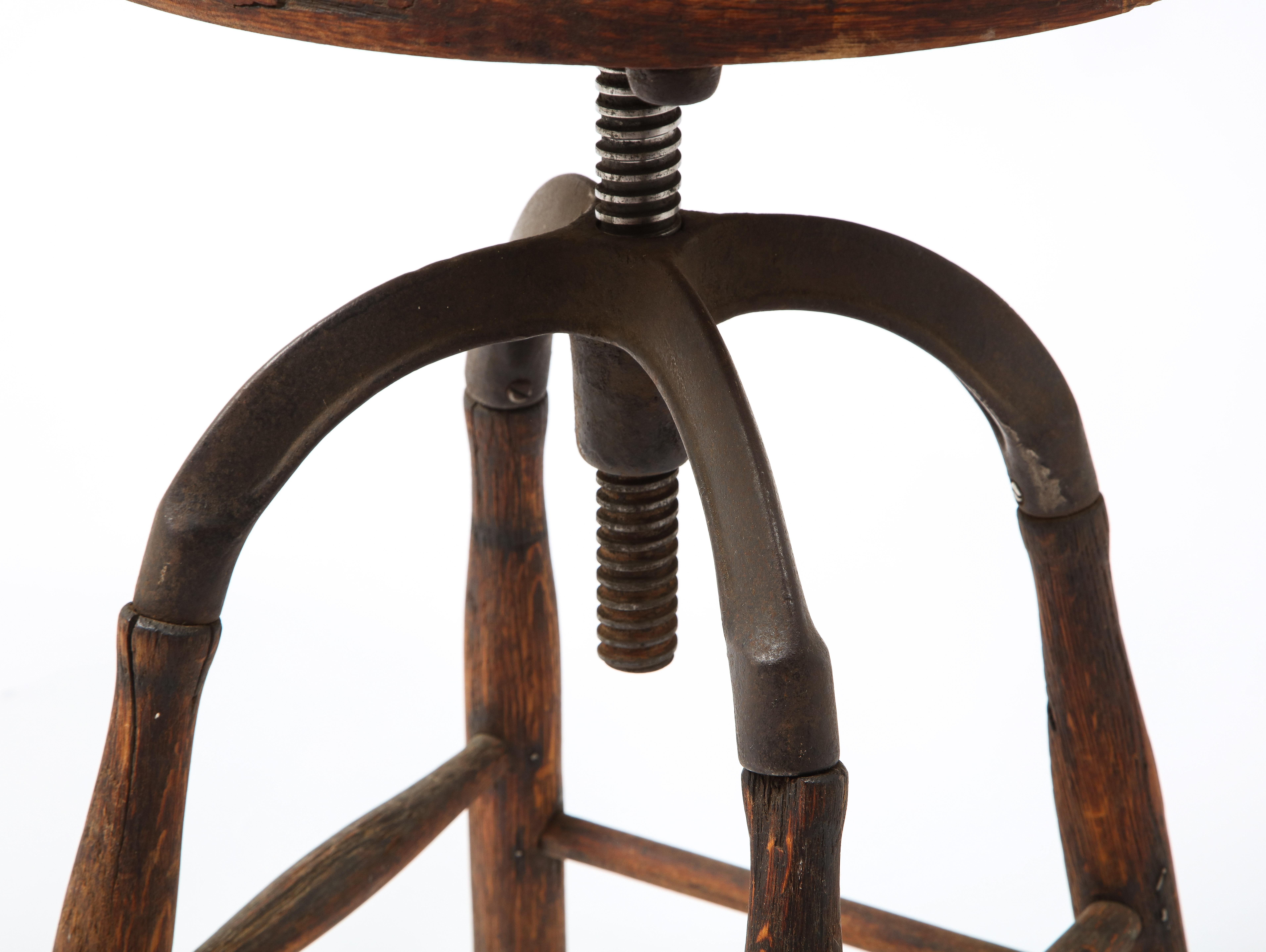 Early Industrial Work Stool, USA, 1940's For Sale 12