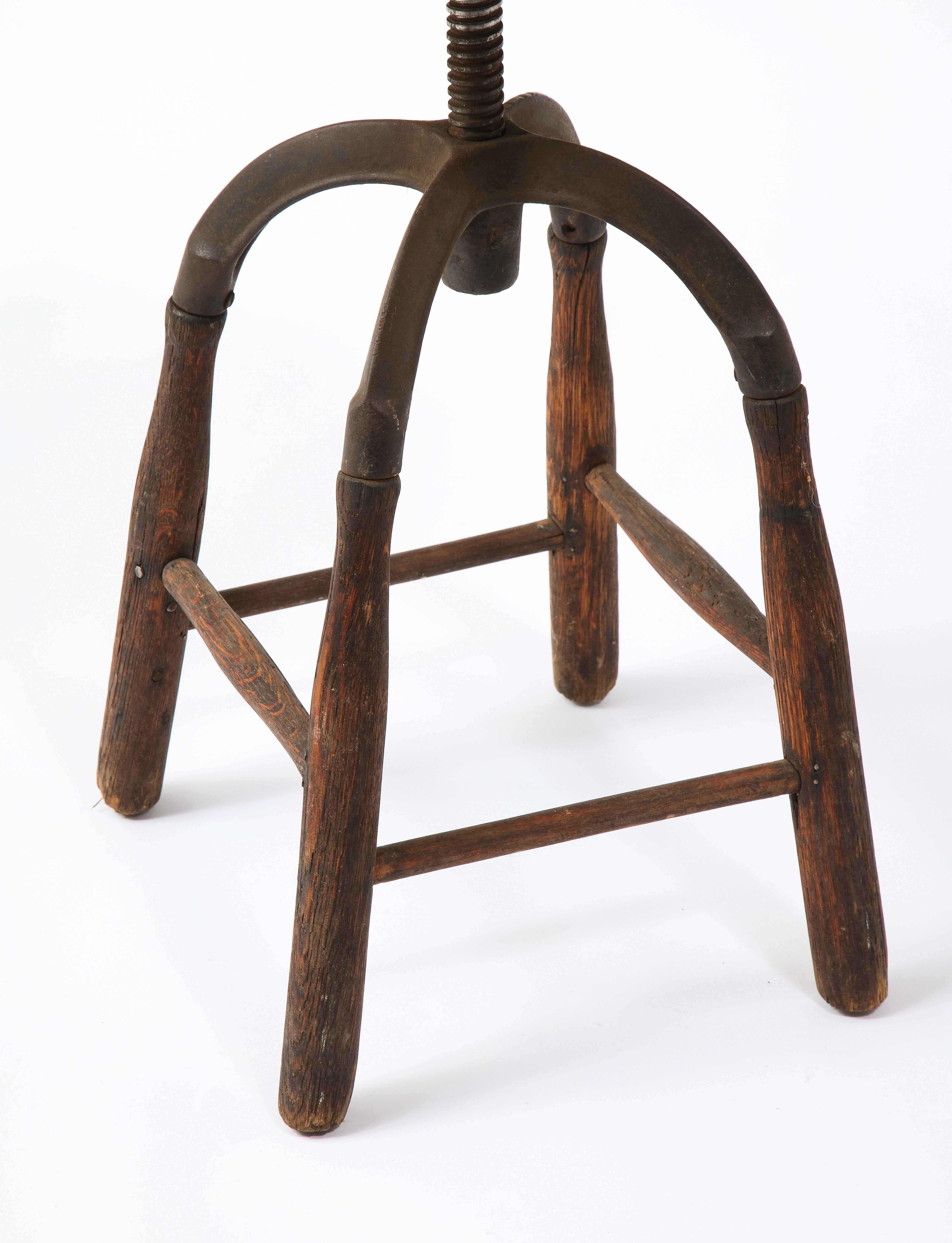 North American Early Industrial Work Stool, USA, 1940's For Sale
