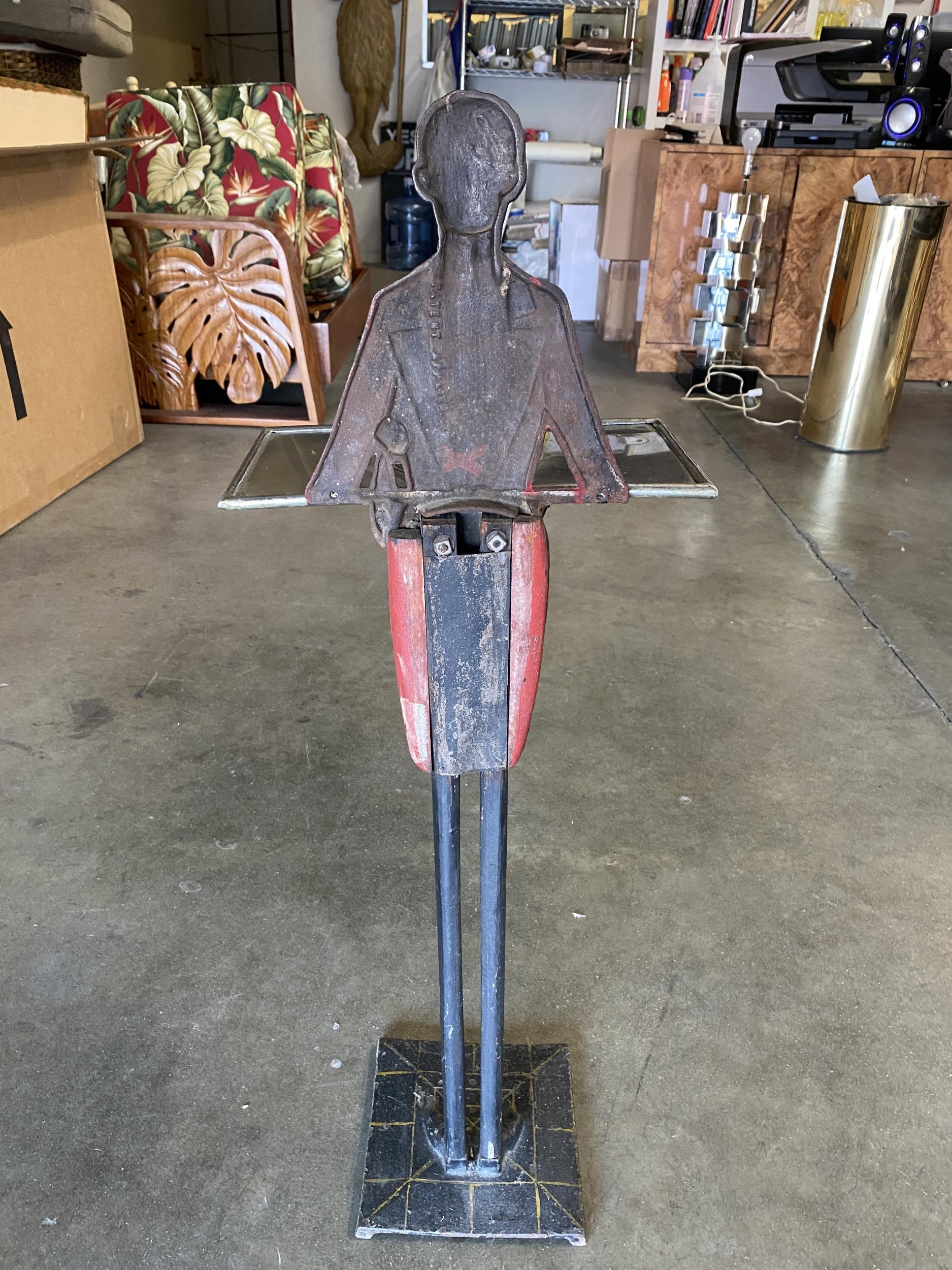 Early 20th Century Early Iron Art Deco Blackart Butler Ashtray Server Stand