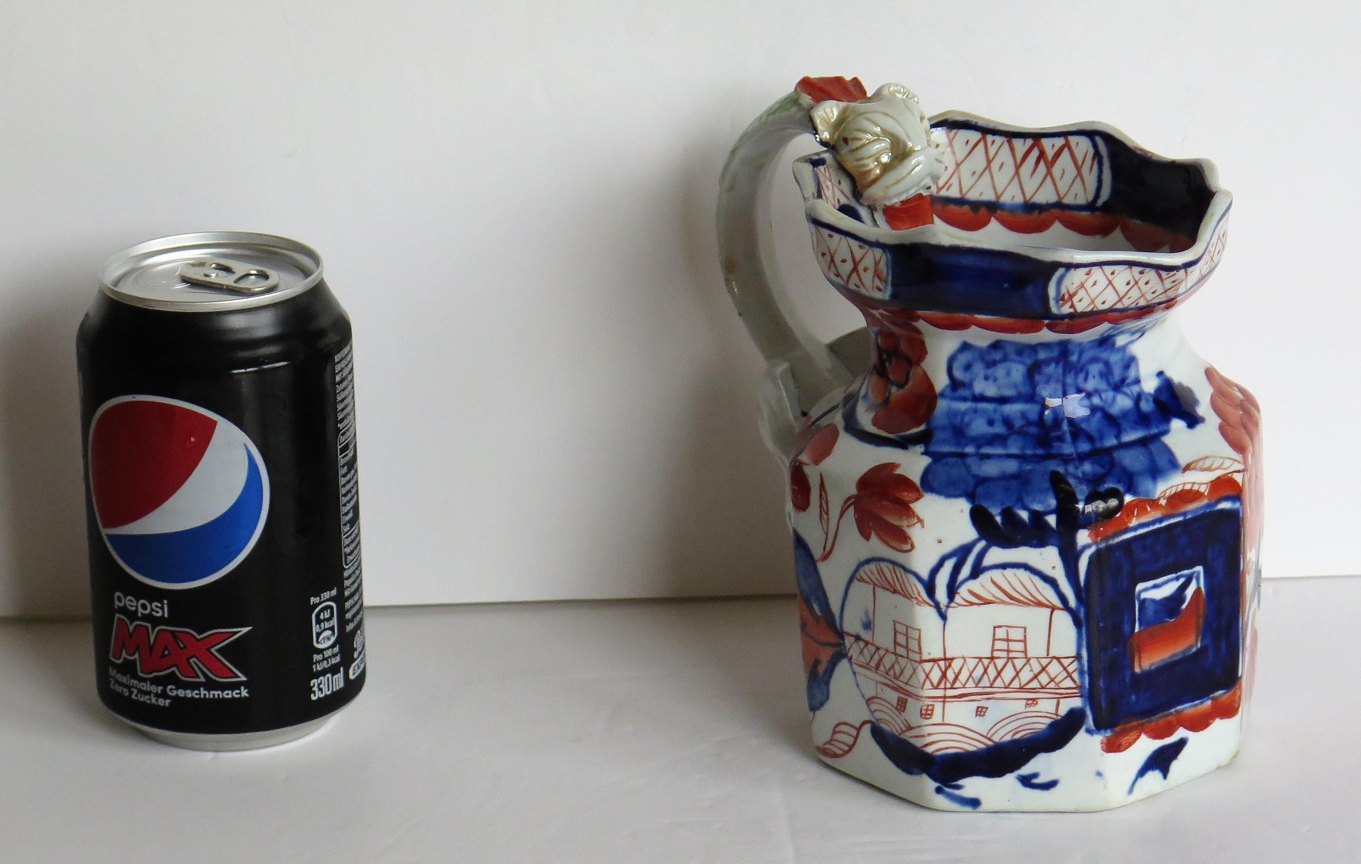 Early Ironstone Jug with Dragon Handle Hand Painted, Staffordshire, circa 1820 13