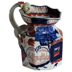Early Ironstone Jug with Dragon Handle Hand Painted, Staffordshire, circa 1820