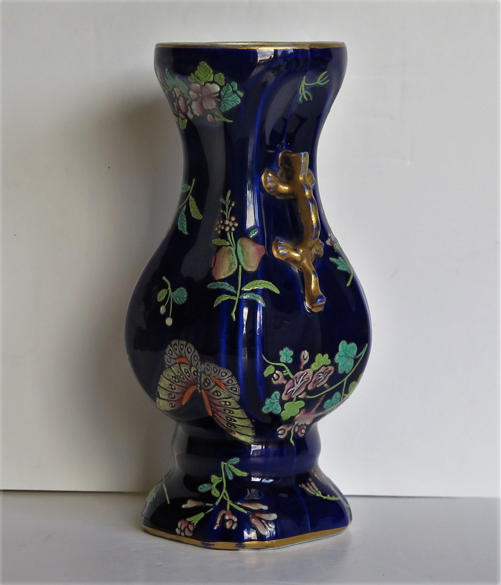Early Ironstone Vase Finely Hand Painted, English Staffordshire, circa 1825 3