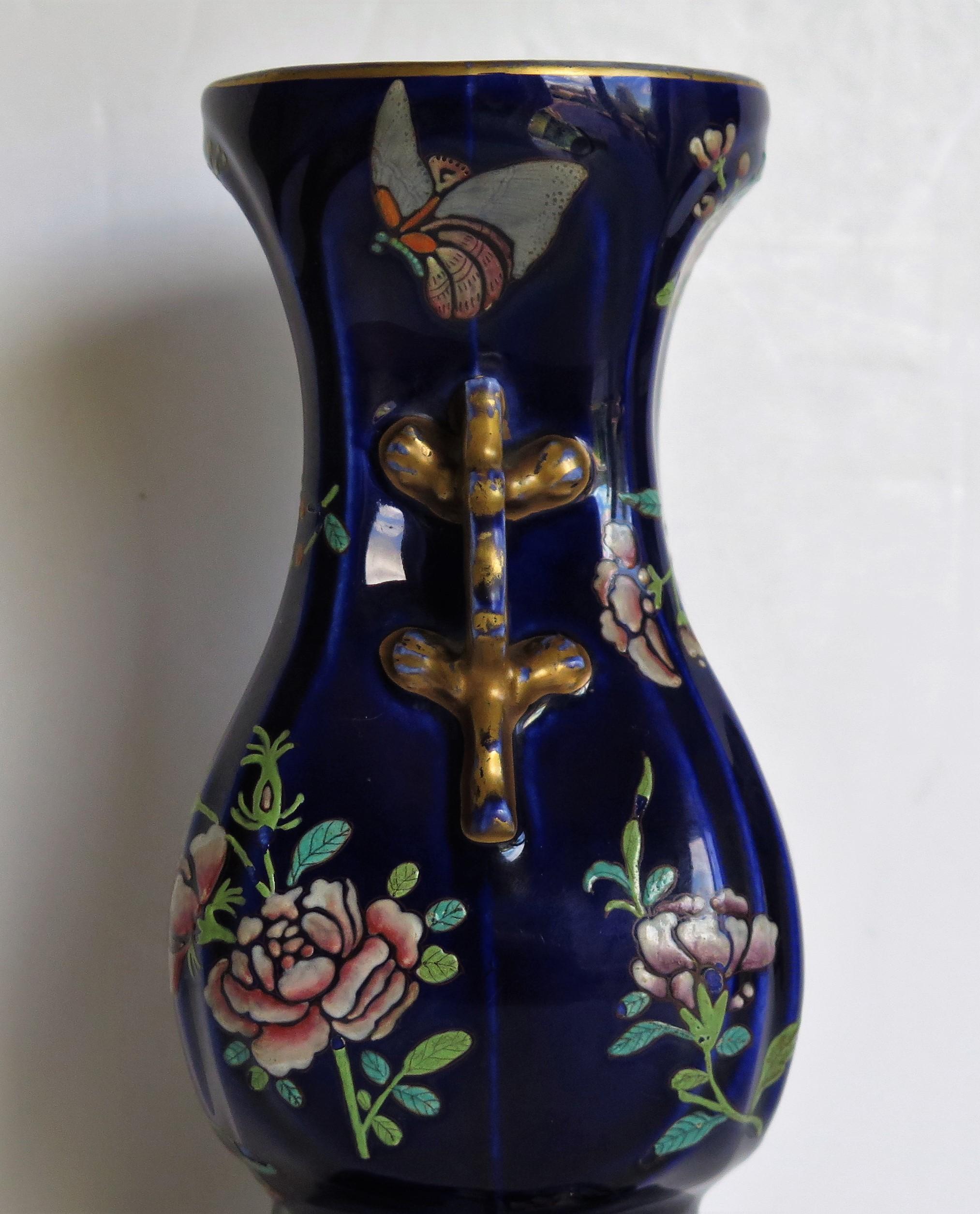 Early Ironstone Vase Finely Hand Painted, English Staffordshire, circa 1825 6