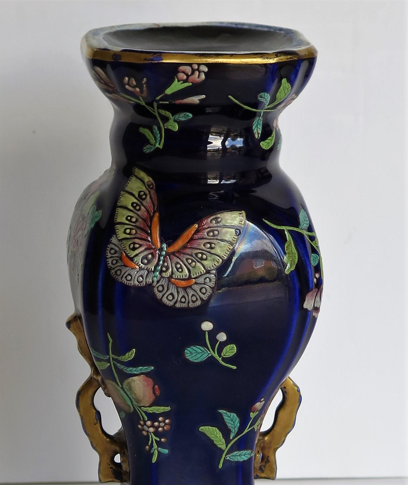 Early Ironstone Vase Finely Hand Painted, English Staffordshire, circa 1825 7