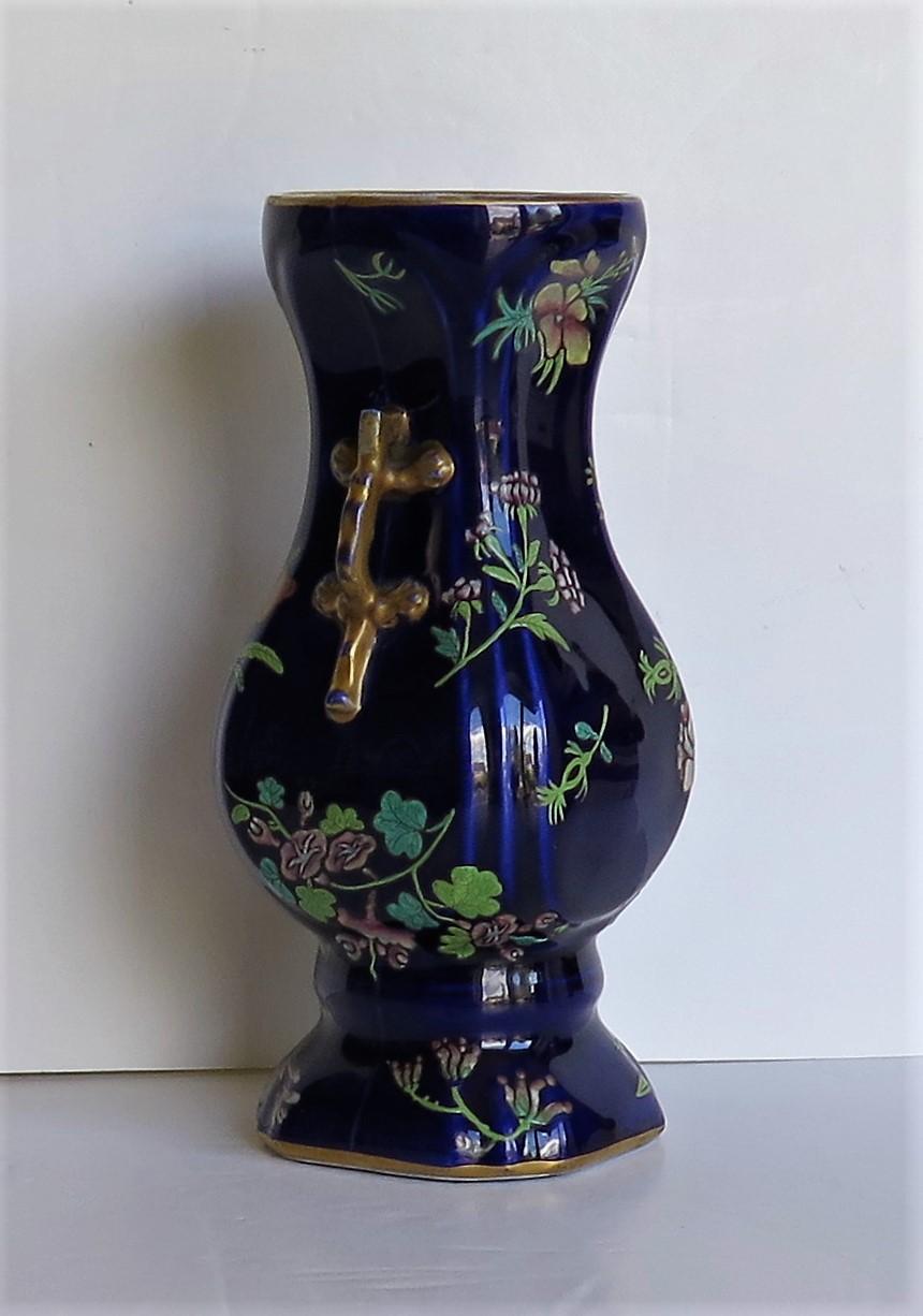 Hand-Painted Early Ironstone Vase Finely Hand Painted, English Staffordshire, circa 1825