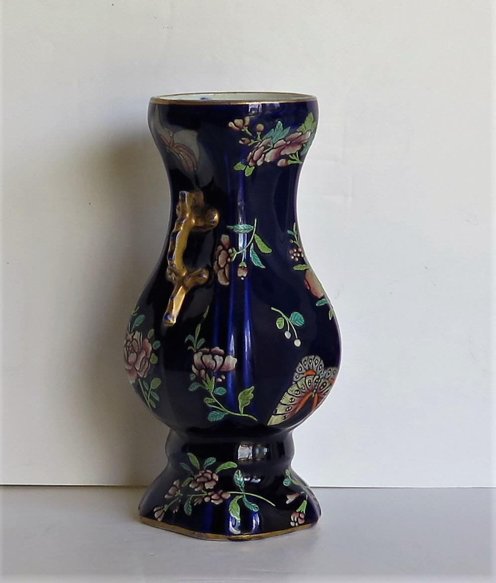 19th Century Early Ironstone Vase Finely Hand Painted, English Staffordshire, circa 1825