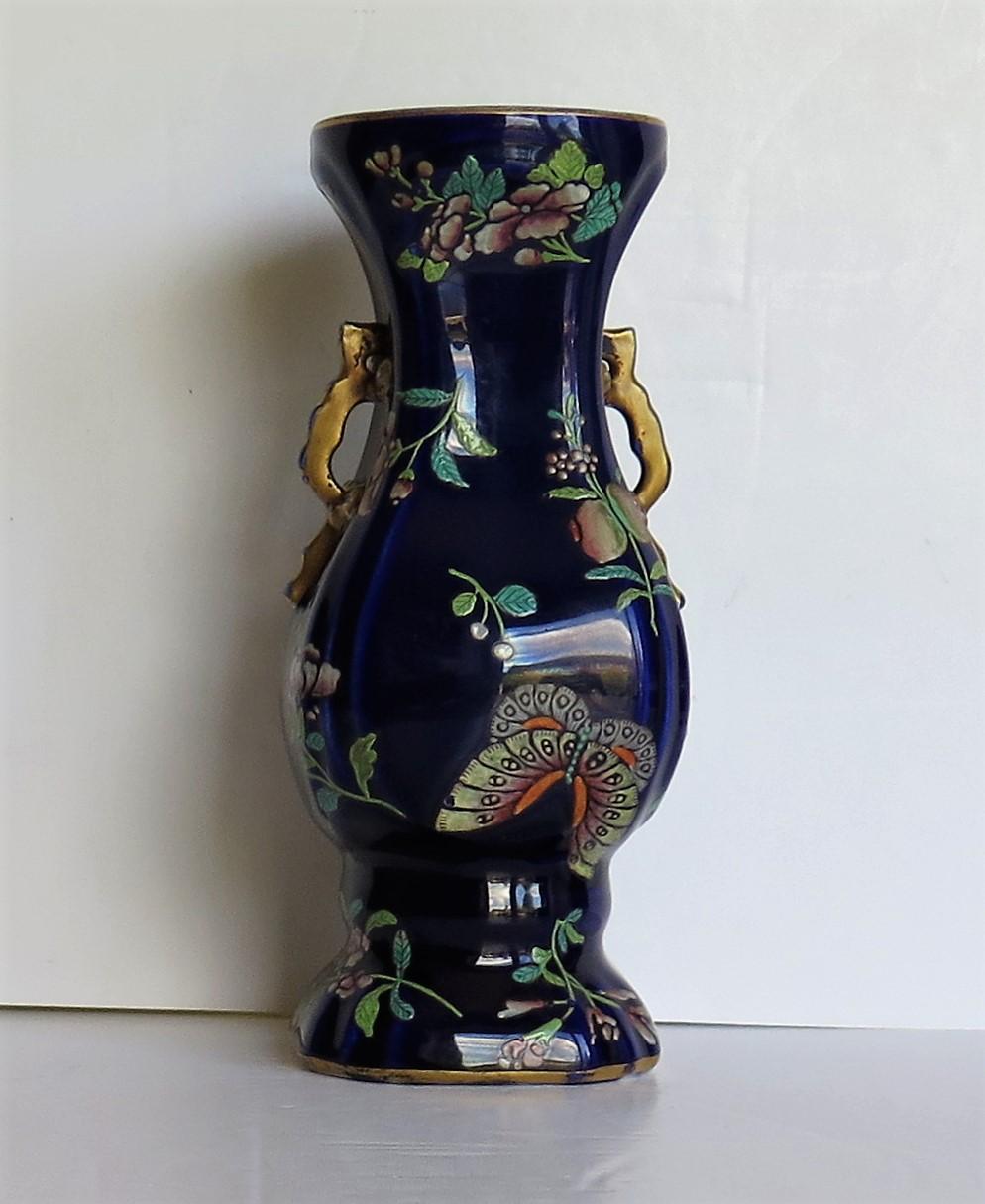 Early Ironstone Vase Finely Hand Painted, English Staffordshire, circa 1825 1