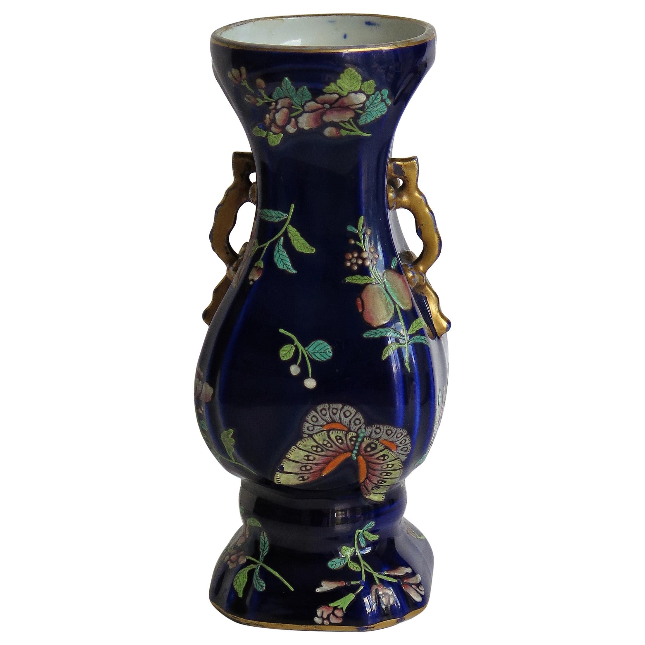 Early Ironstone Vase Finely Hand Painted, English Staffordshire, circa 1825