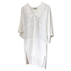 Early Issey Miyake White Linen Kaftan Long Shirt Paris 70s