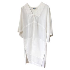 Vintage Early Issey Miyake White Linen Kaftan Long Shirt Paris 70s